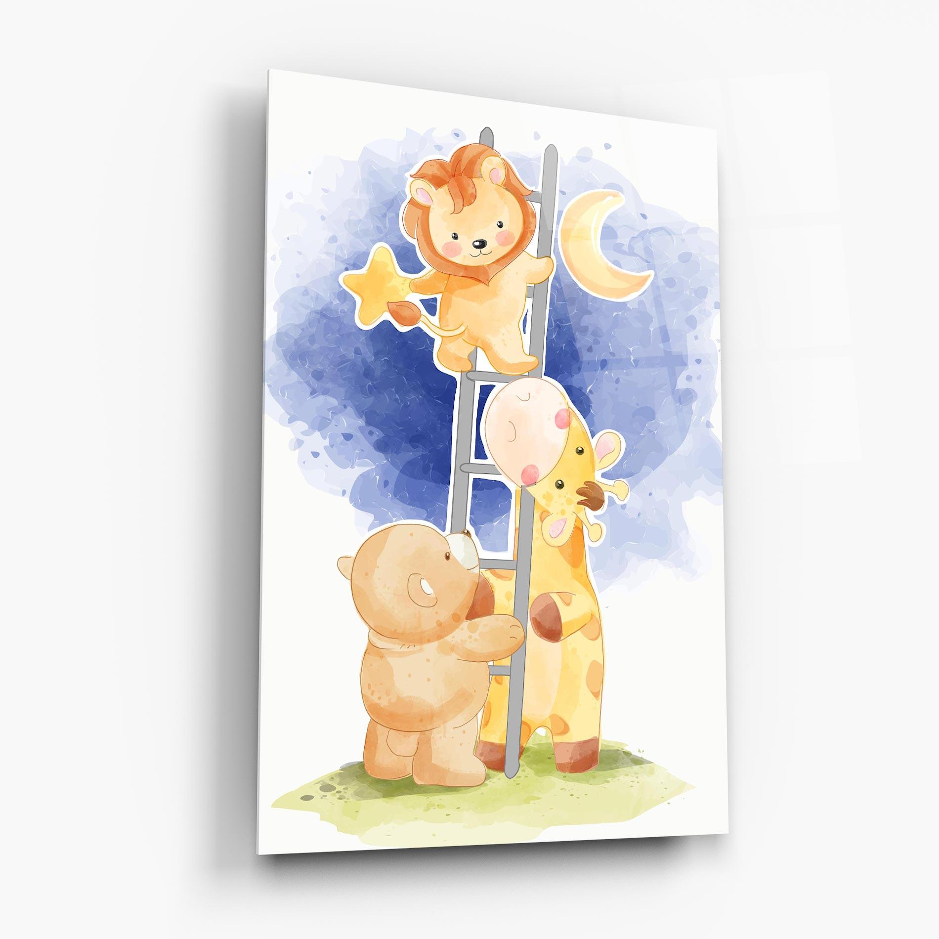 Стъклена картина Lion Moon mockup 6