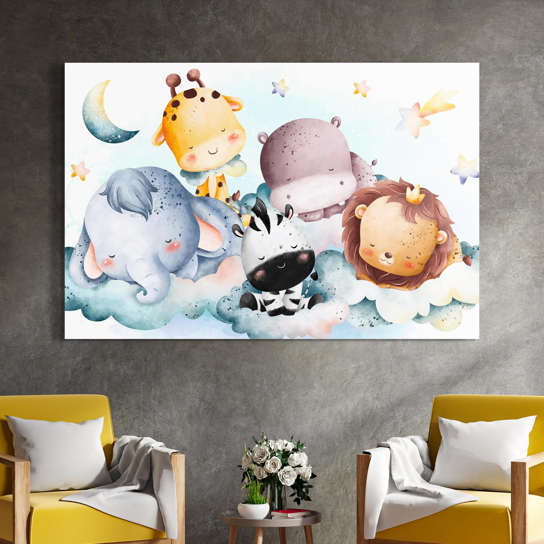 Стъклена картина Sleepy Cute Animals mockup 4