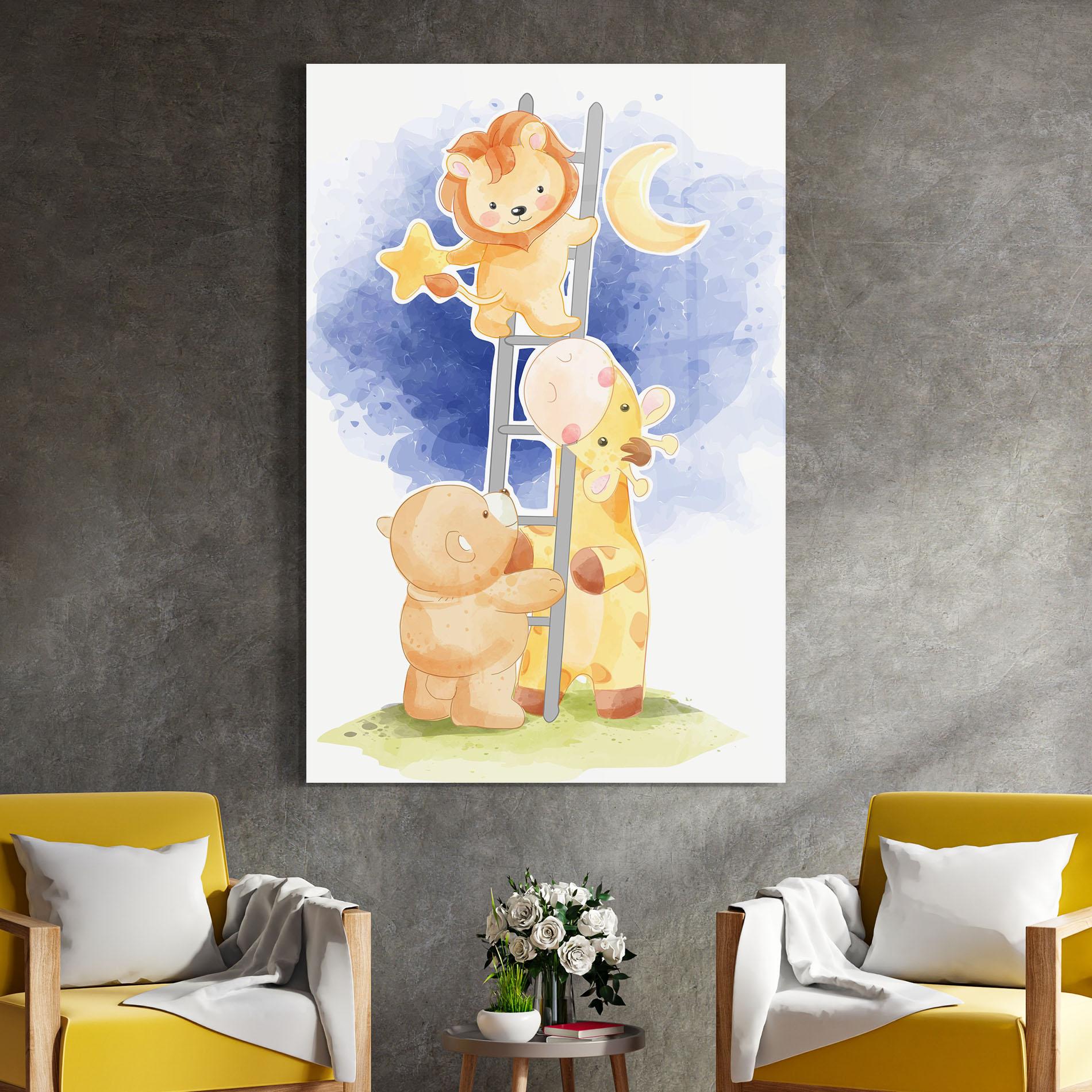 Стъклена картина Lion Moon mockup 4