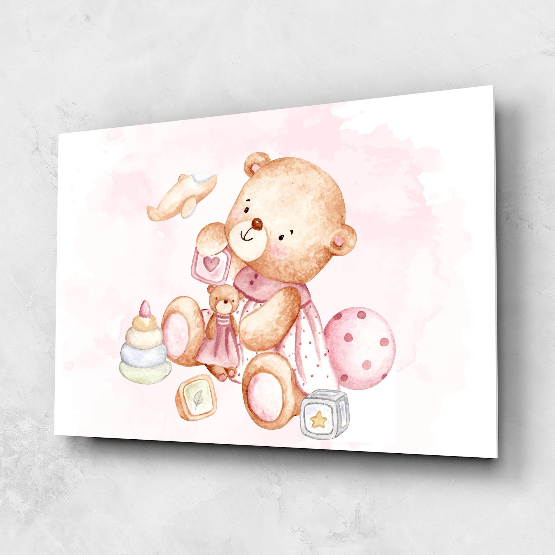 Стъклена картина Bear With Toys mockup 1
