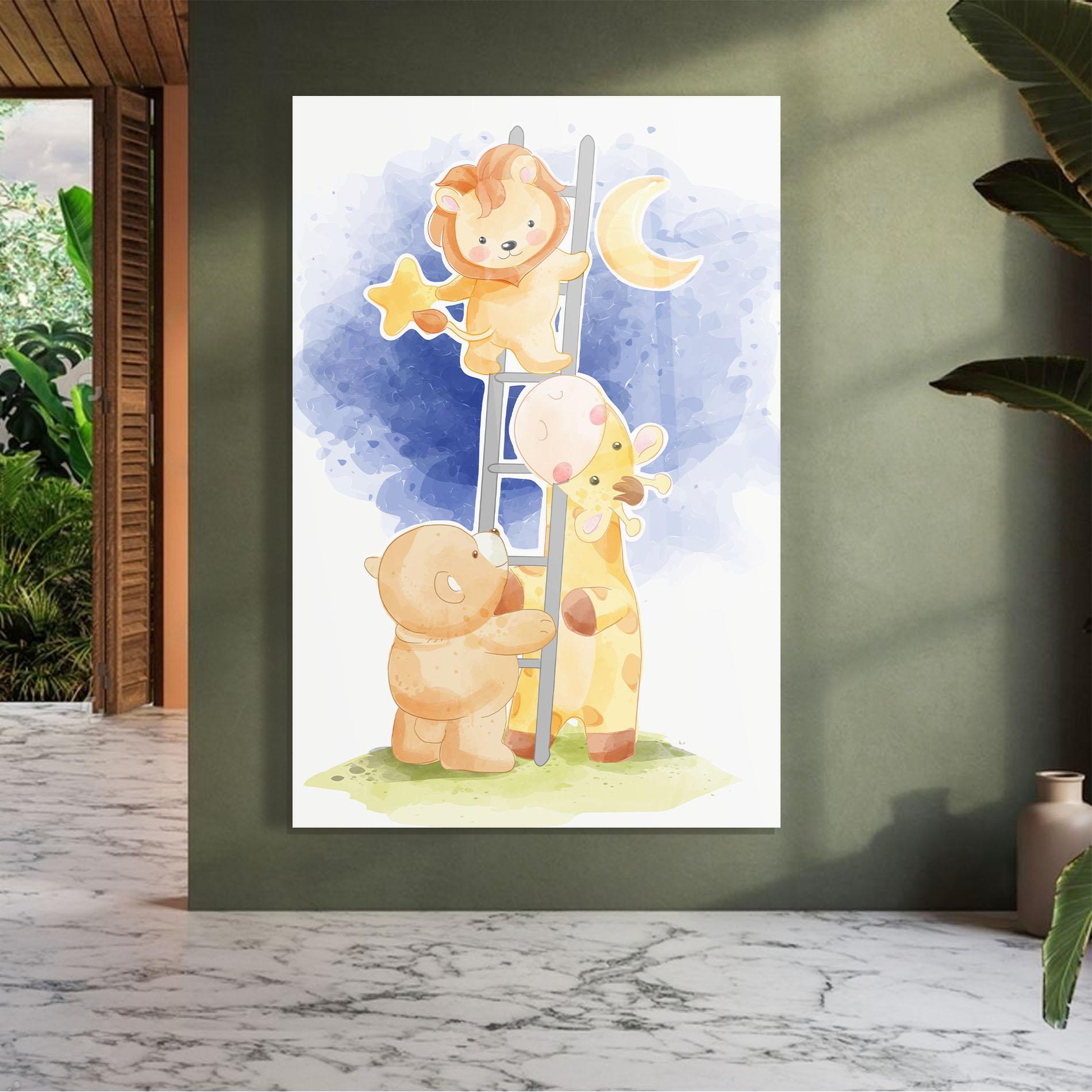 Стъклена картина Lion Moon mockup 7