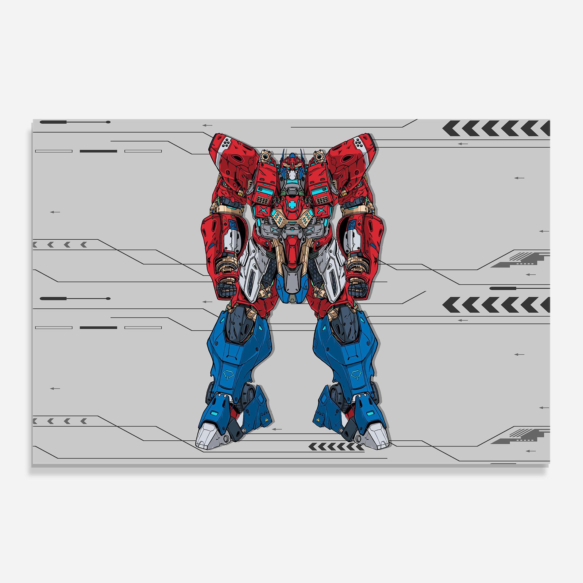 Стъклена картина Blue Red Robot mockup 0