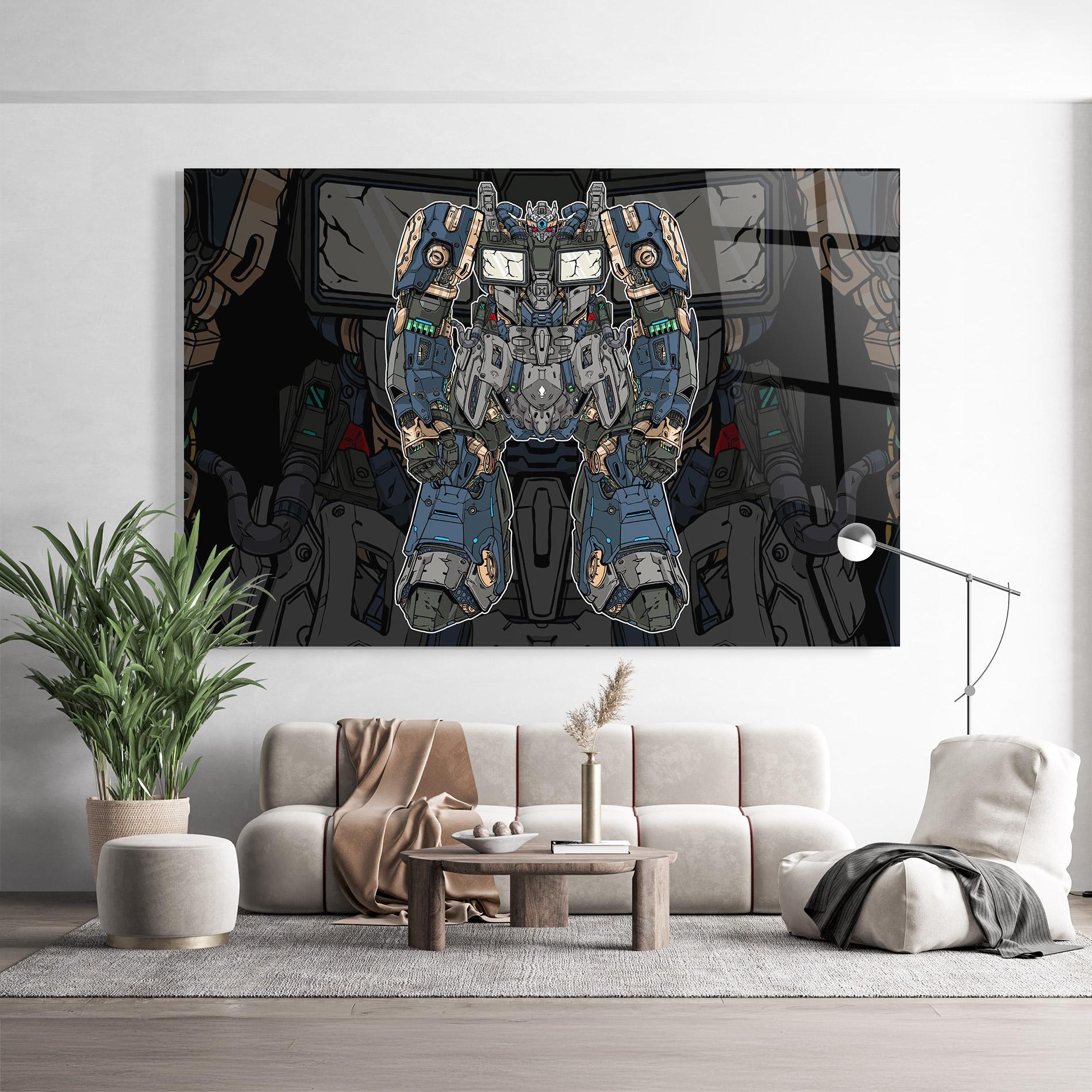 Стъклена картина Blue Green Robot mockup 9