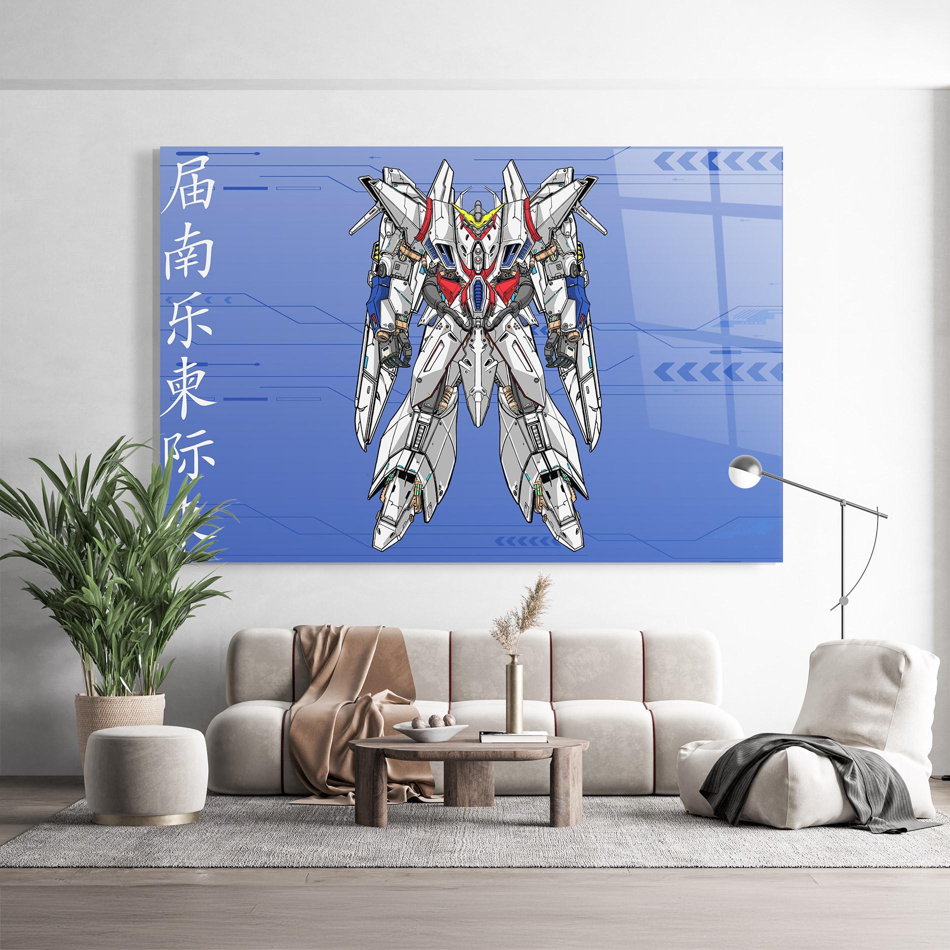 Стъклена картина White Red Robot mockup 9