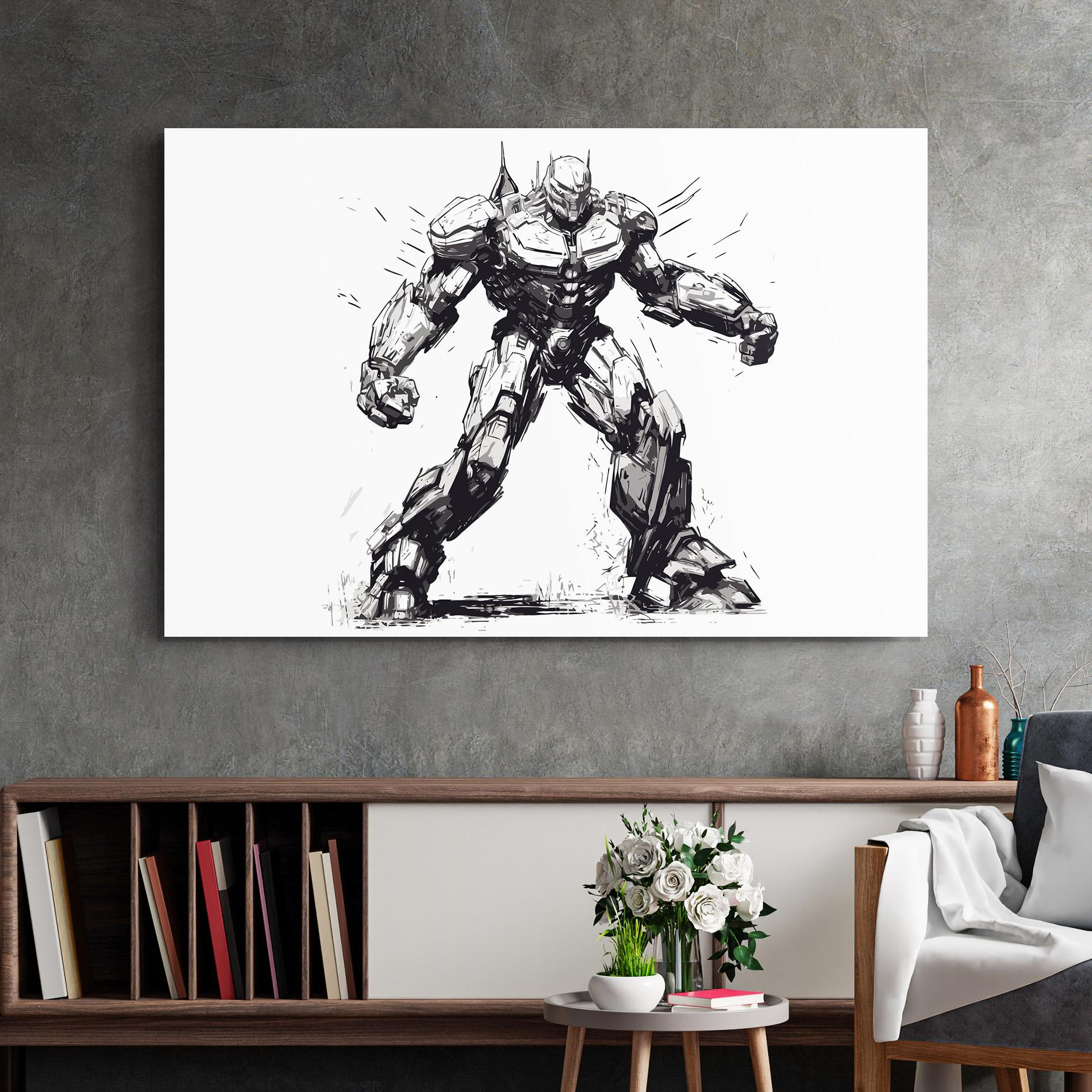 Стъклена картина Grey White Robot mockup 2