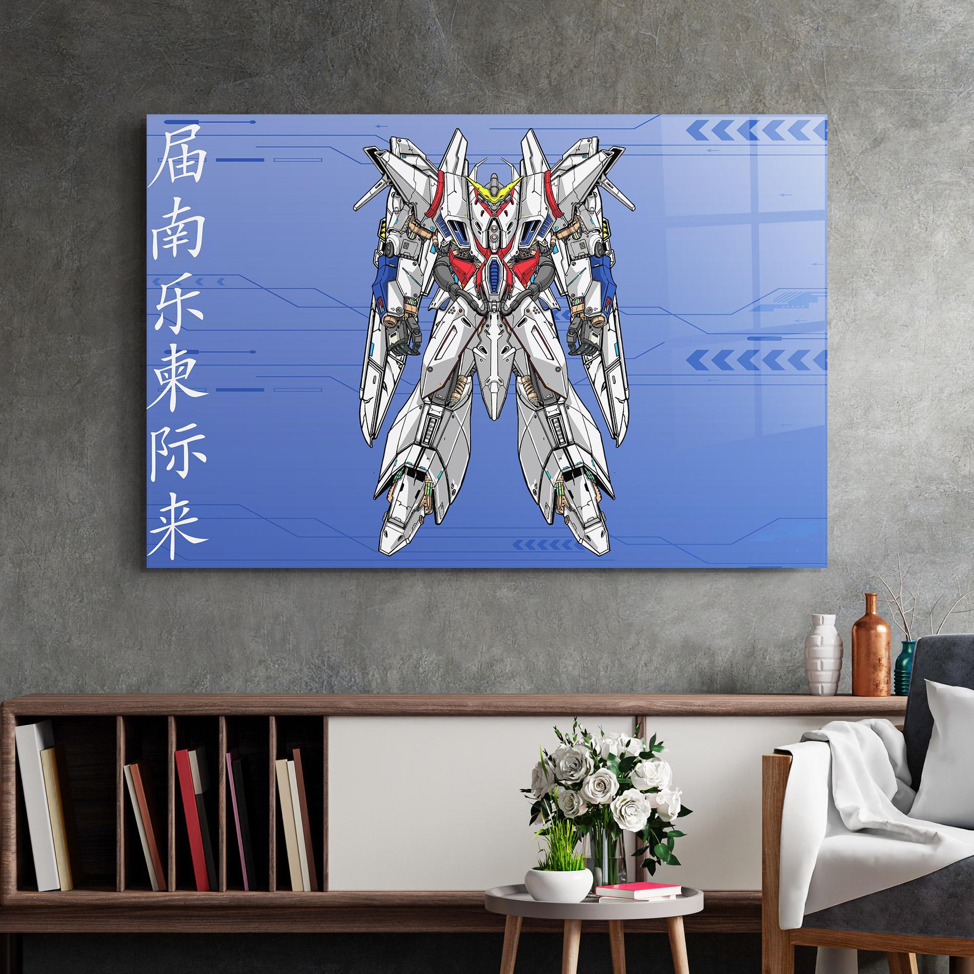 Стъклена картина White Red Robot mockup 2