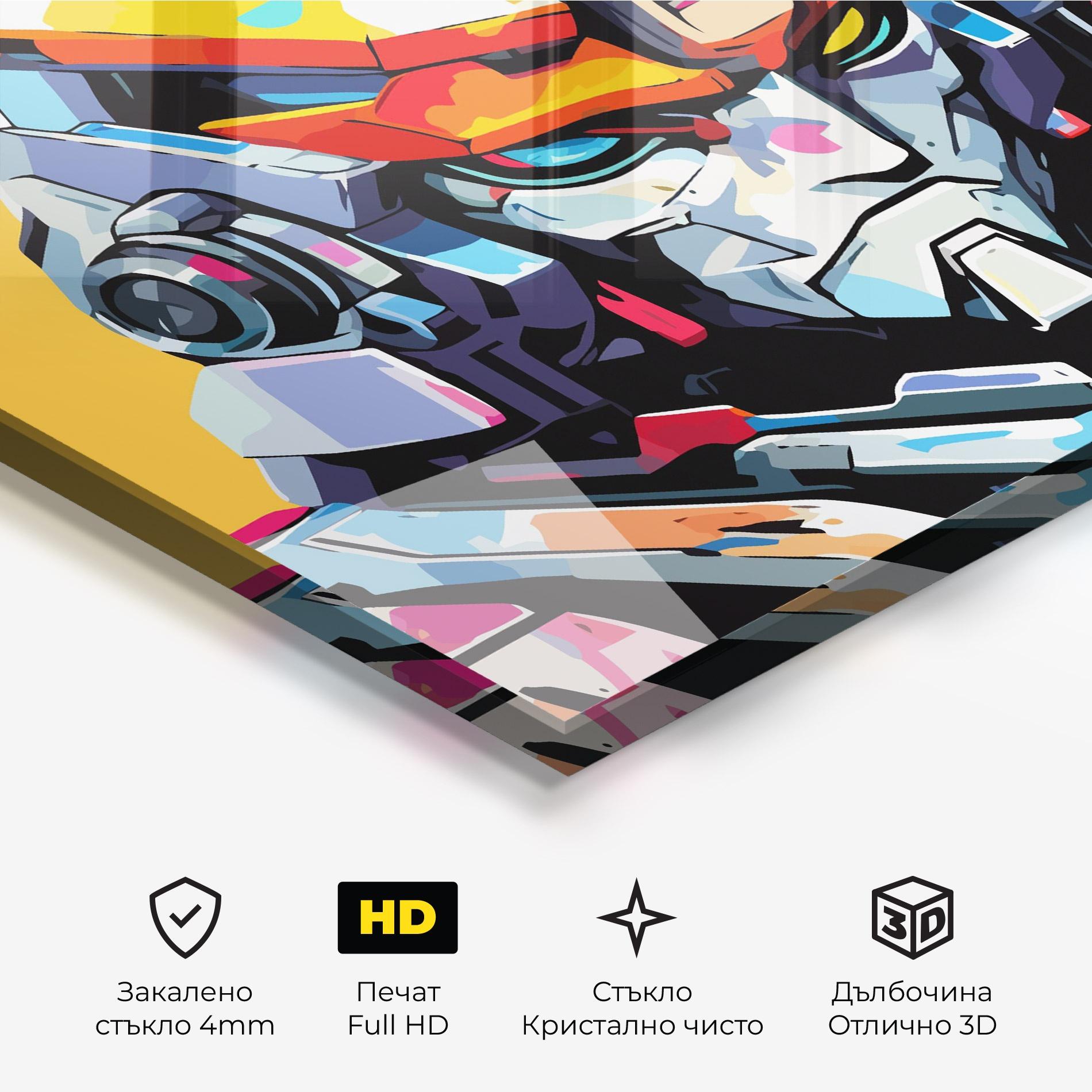 Стъклена картина Colorful Art Robot mockup 3