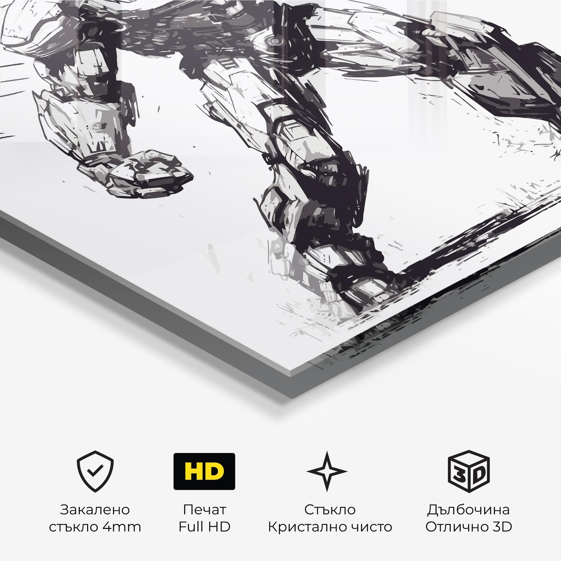 Стъклена картина Grey White Robot mockup 3