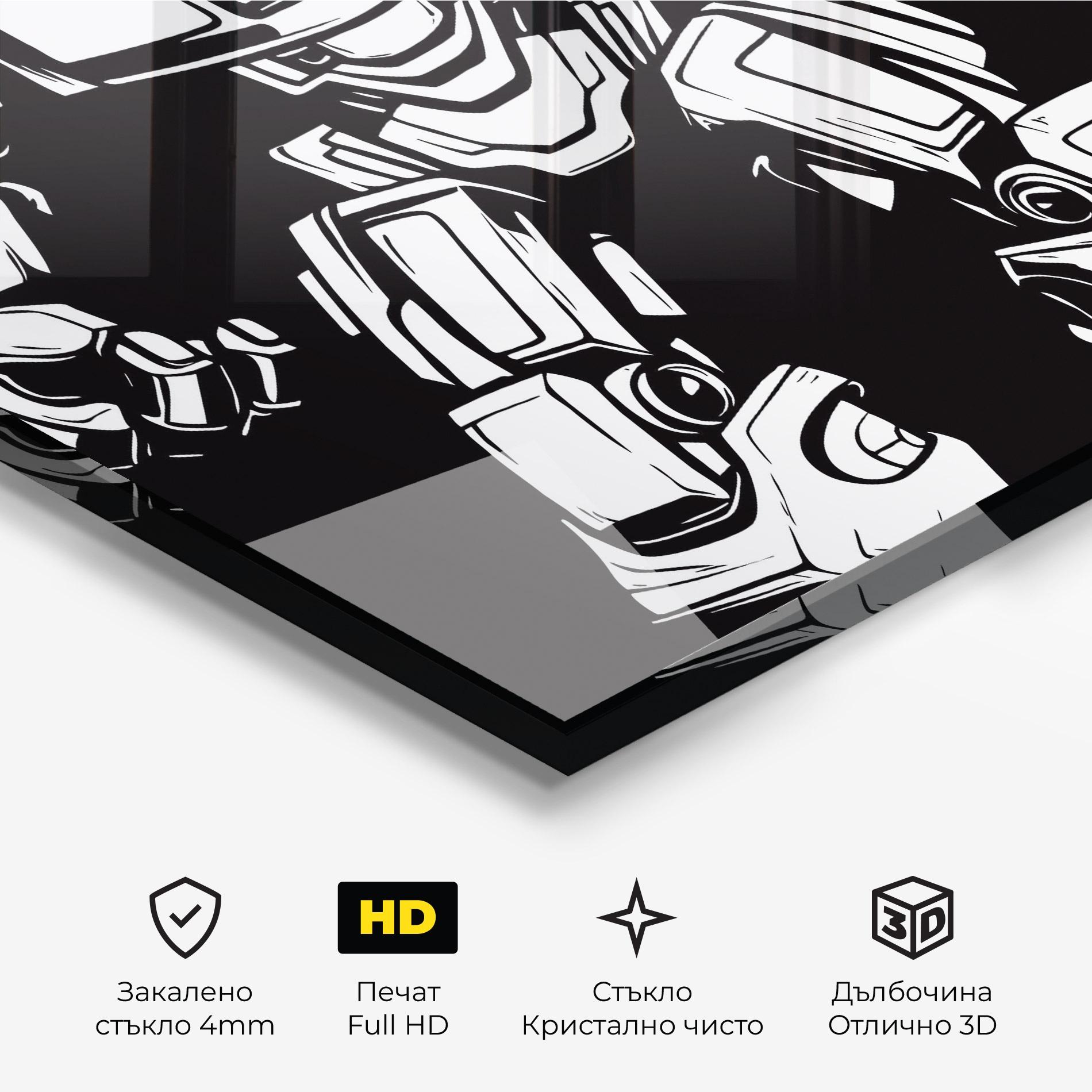Стъклена картина Robot Machine mockup 3