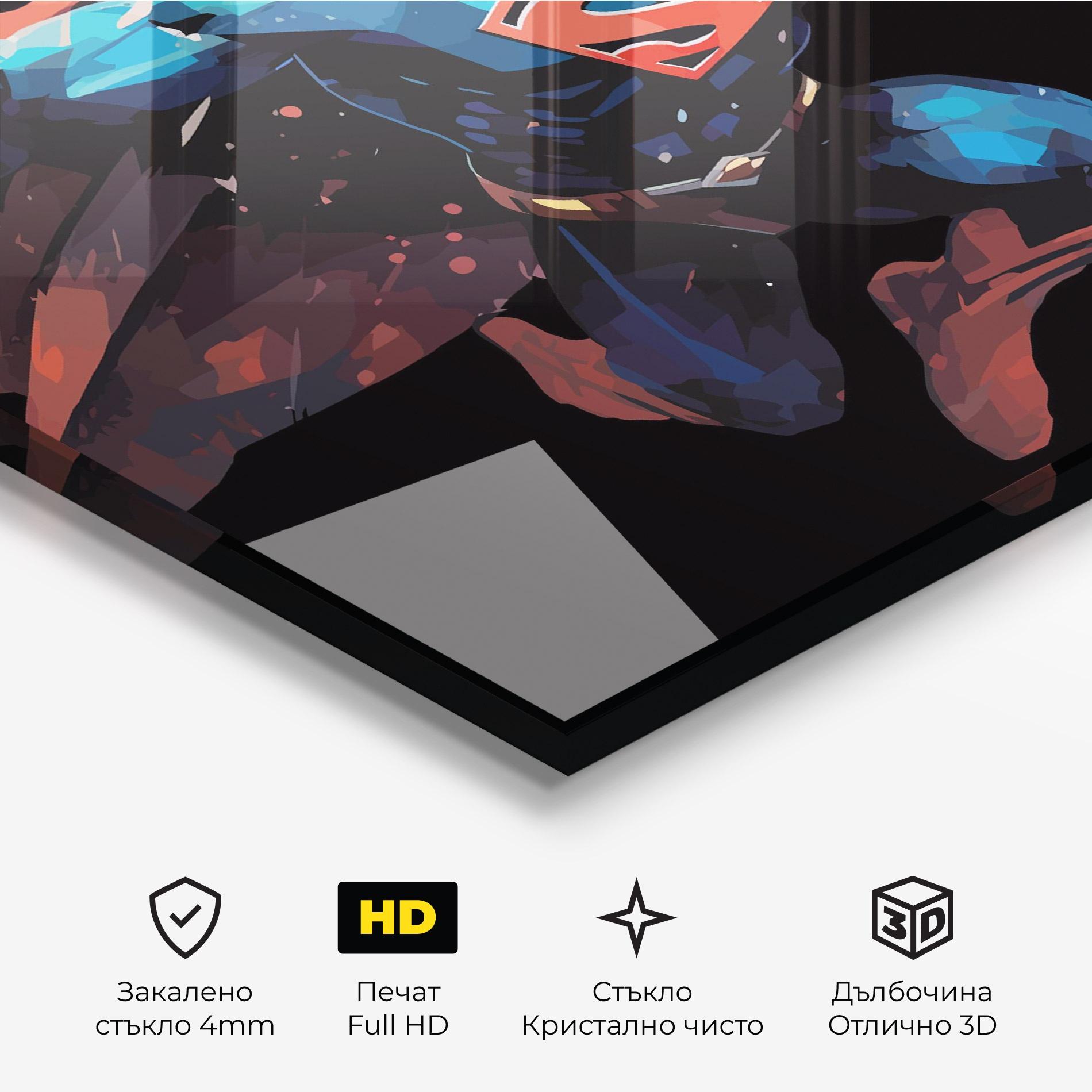 Стъклена картина Superman Jump mockup 3