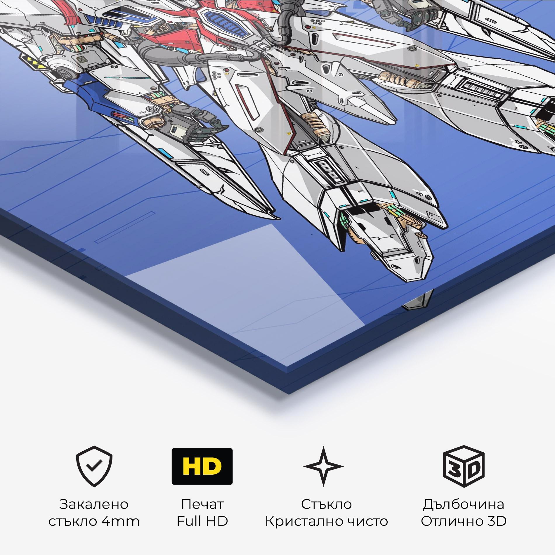 Стъклена картина White Red Robot mockup 3