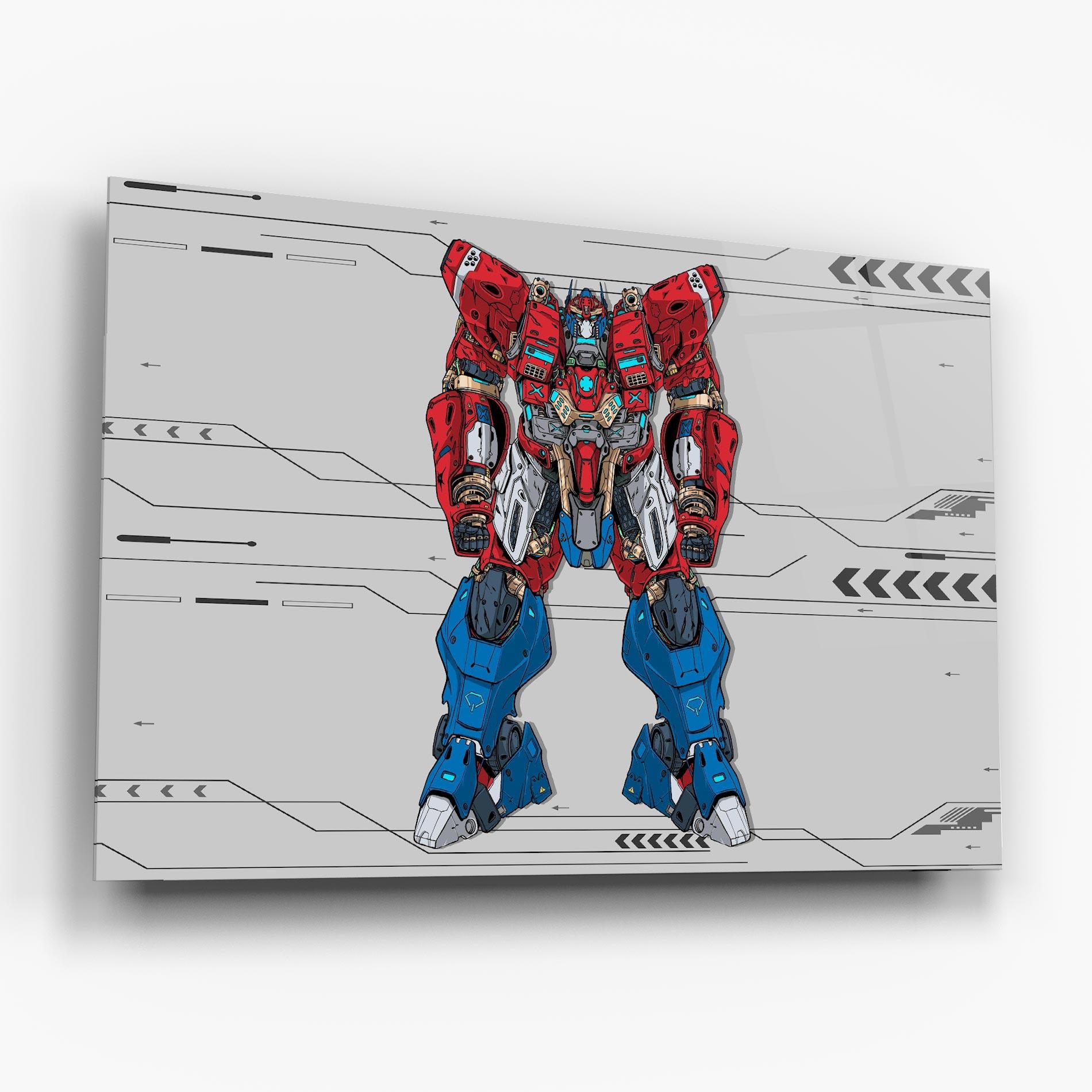 Стъклена картина Blue Red Robot mockup 6