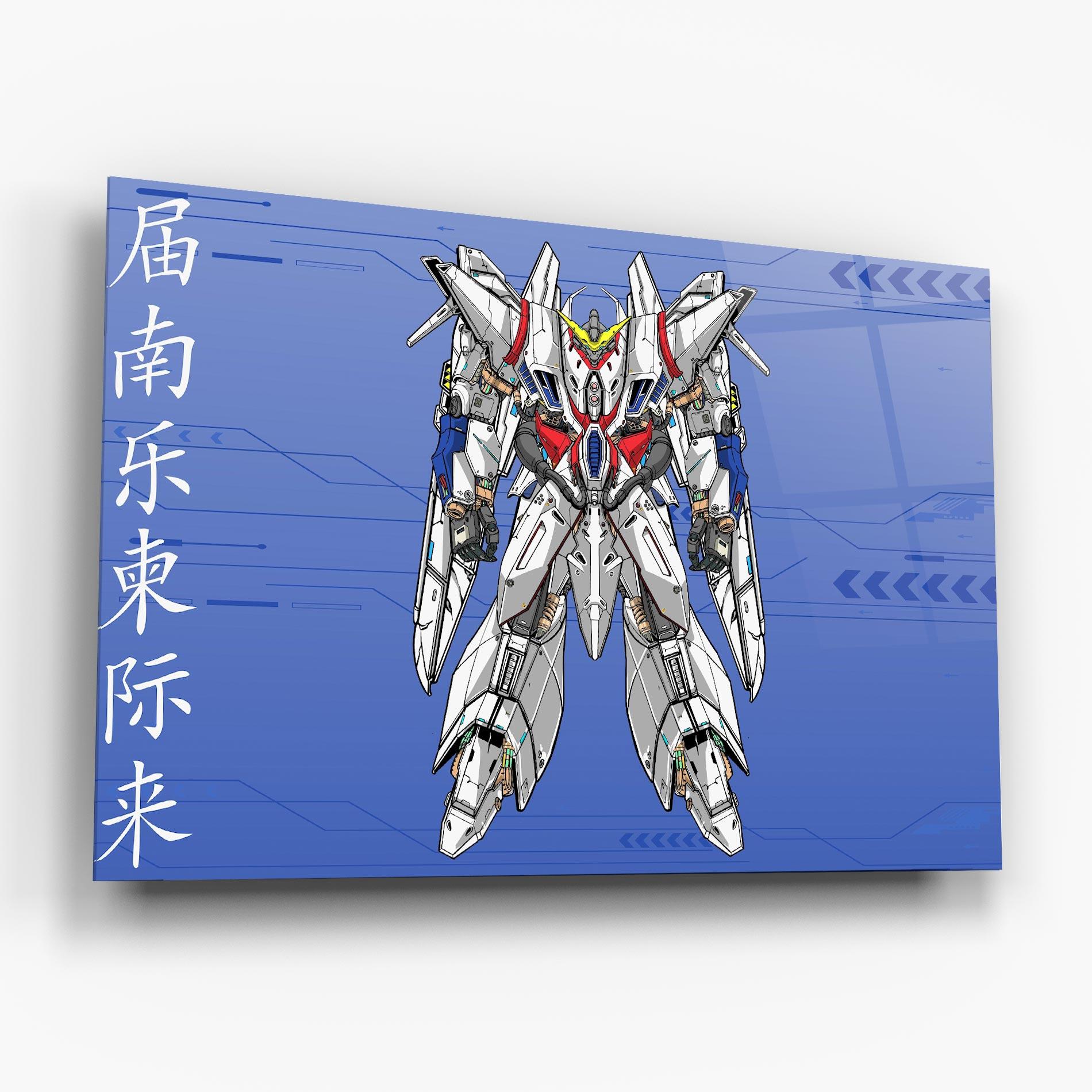 Стъклена картина White Red Robot mockup 6