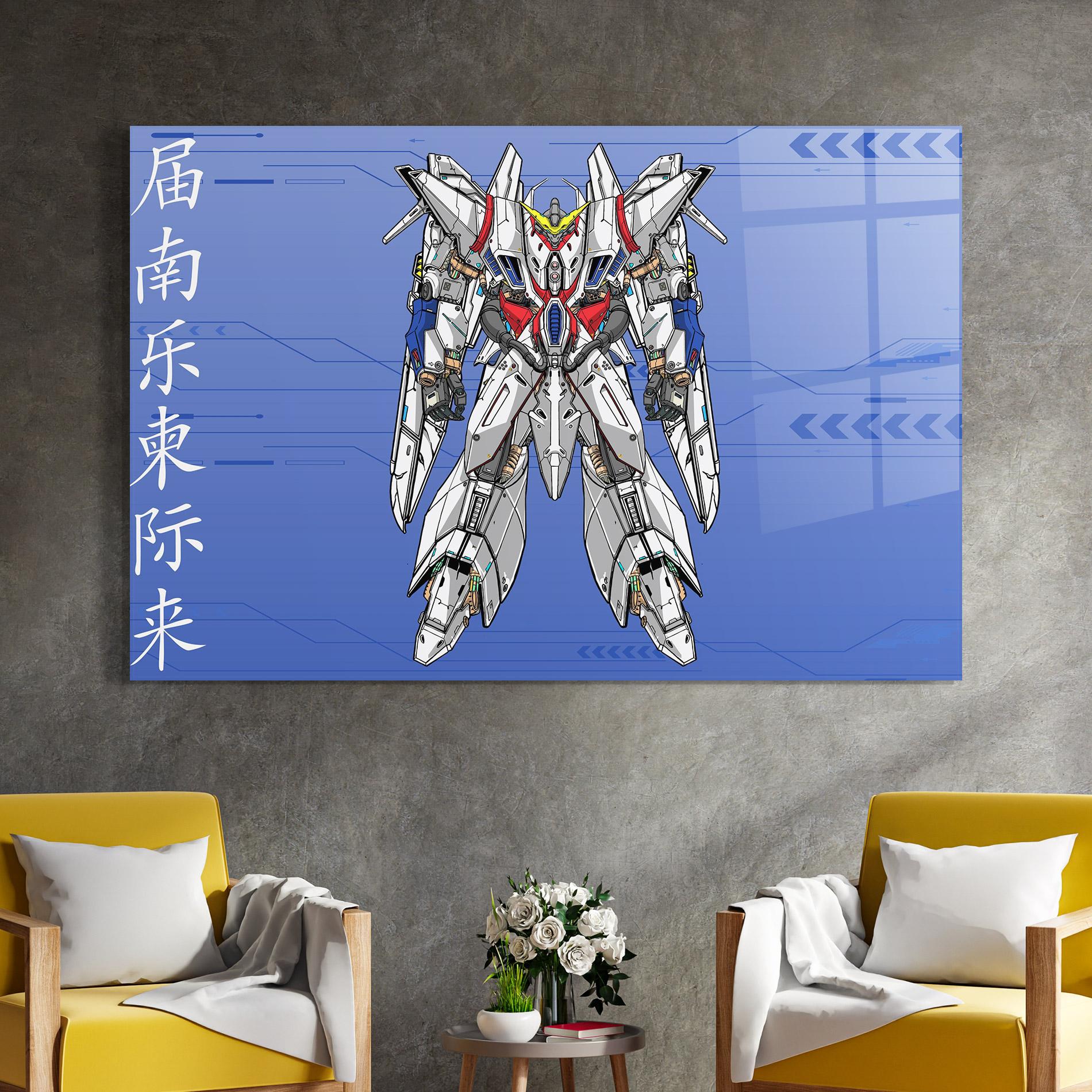 Стъклена картина White Red Robot mockup 4