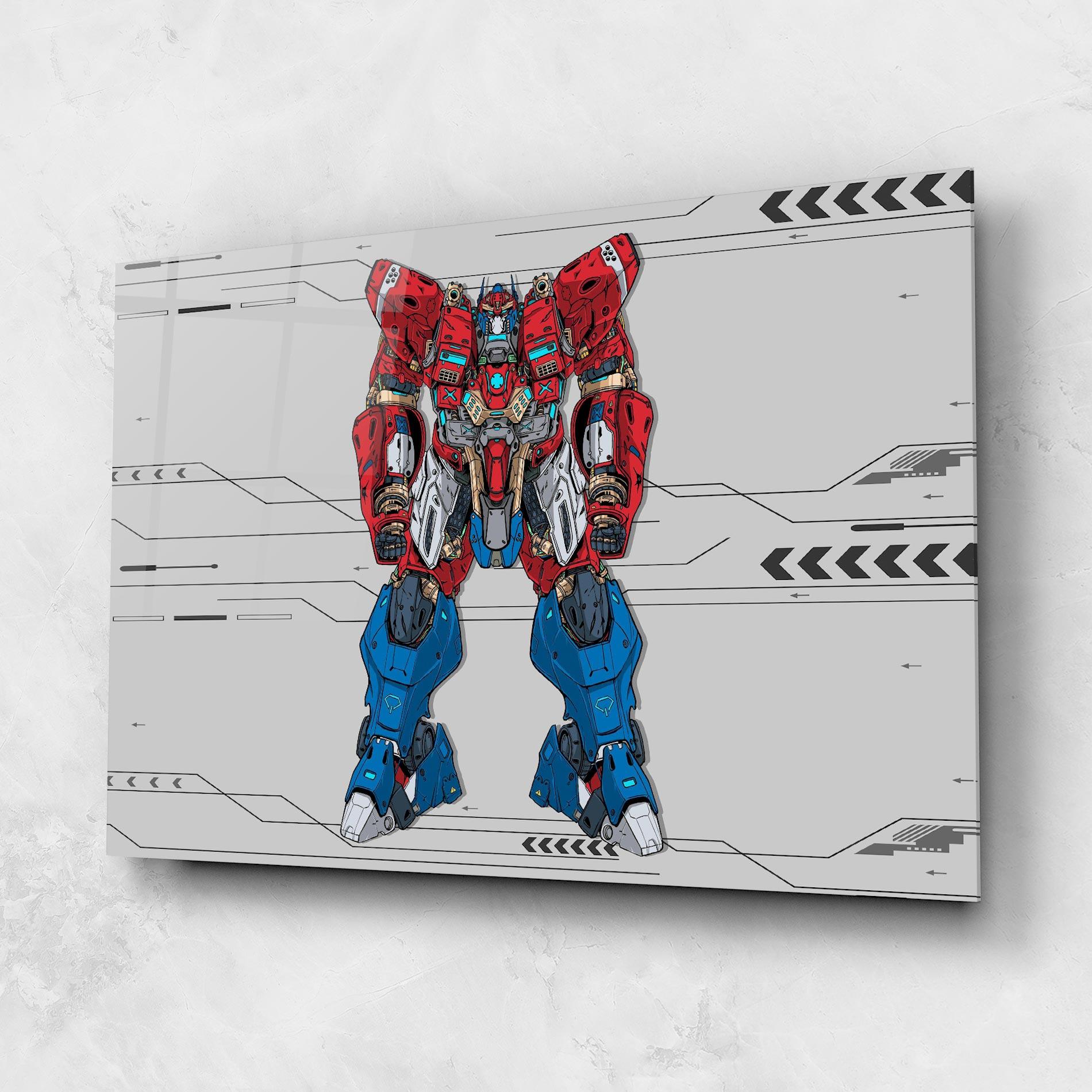Стъклена картина Blue Red Robot mockup 1