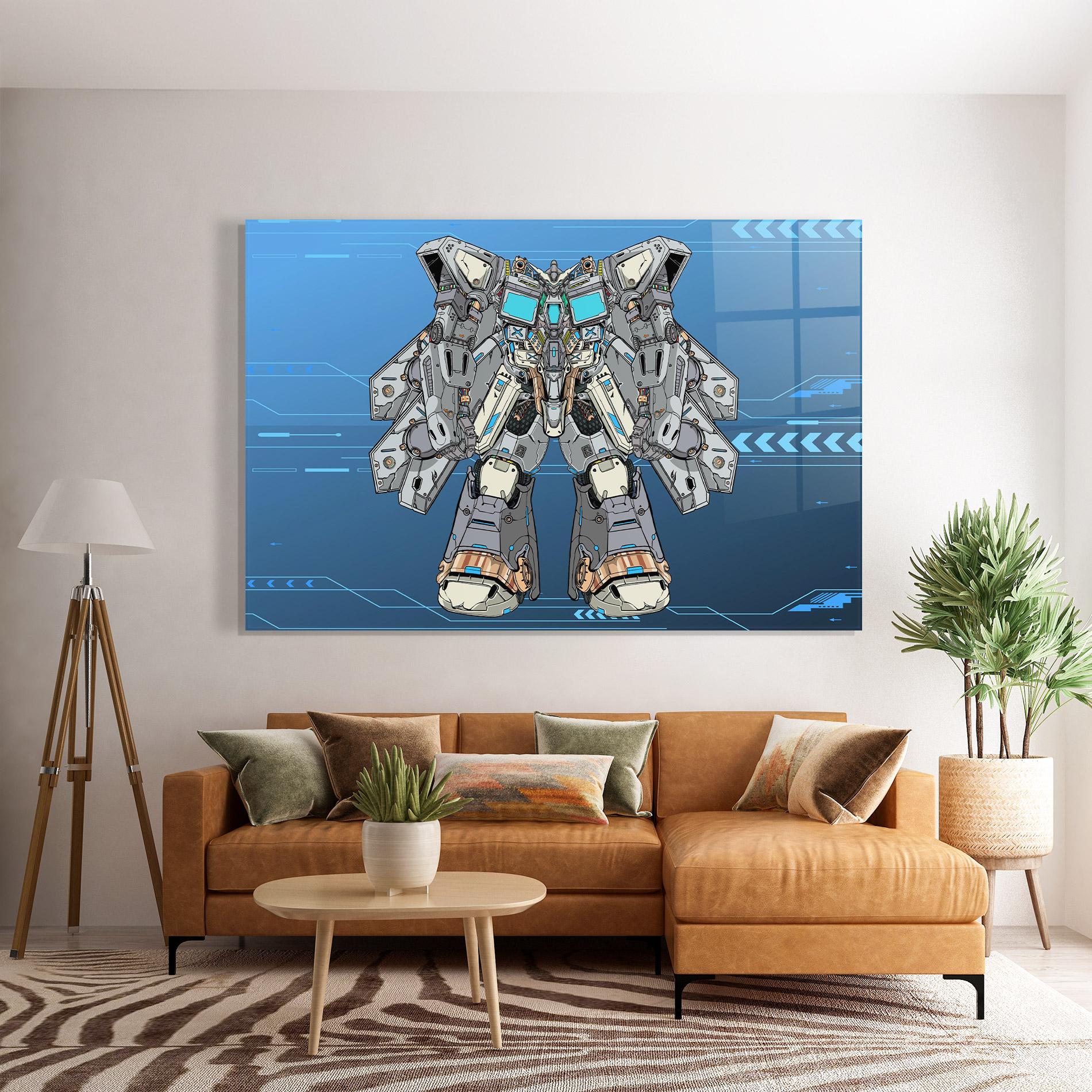 Стъклена картина Blue Grey Robot mockup 7