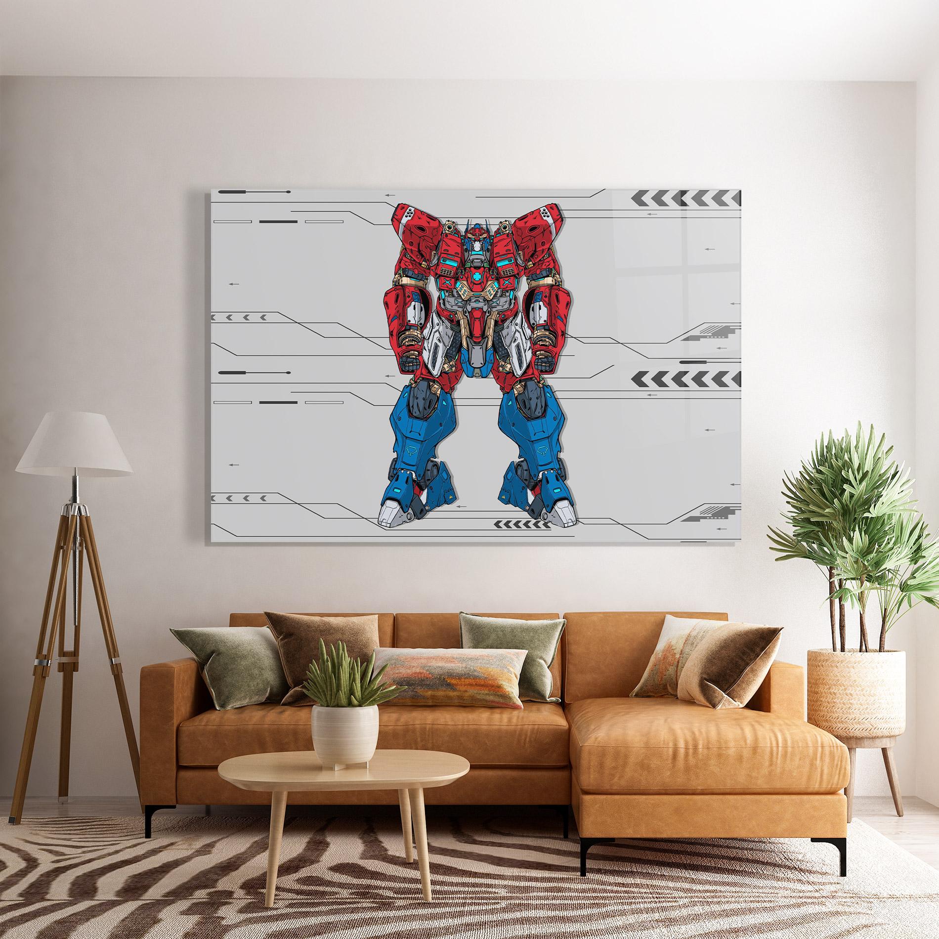 Стъклена картина Blue Red Robot mockup 7