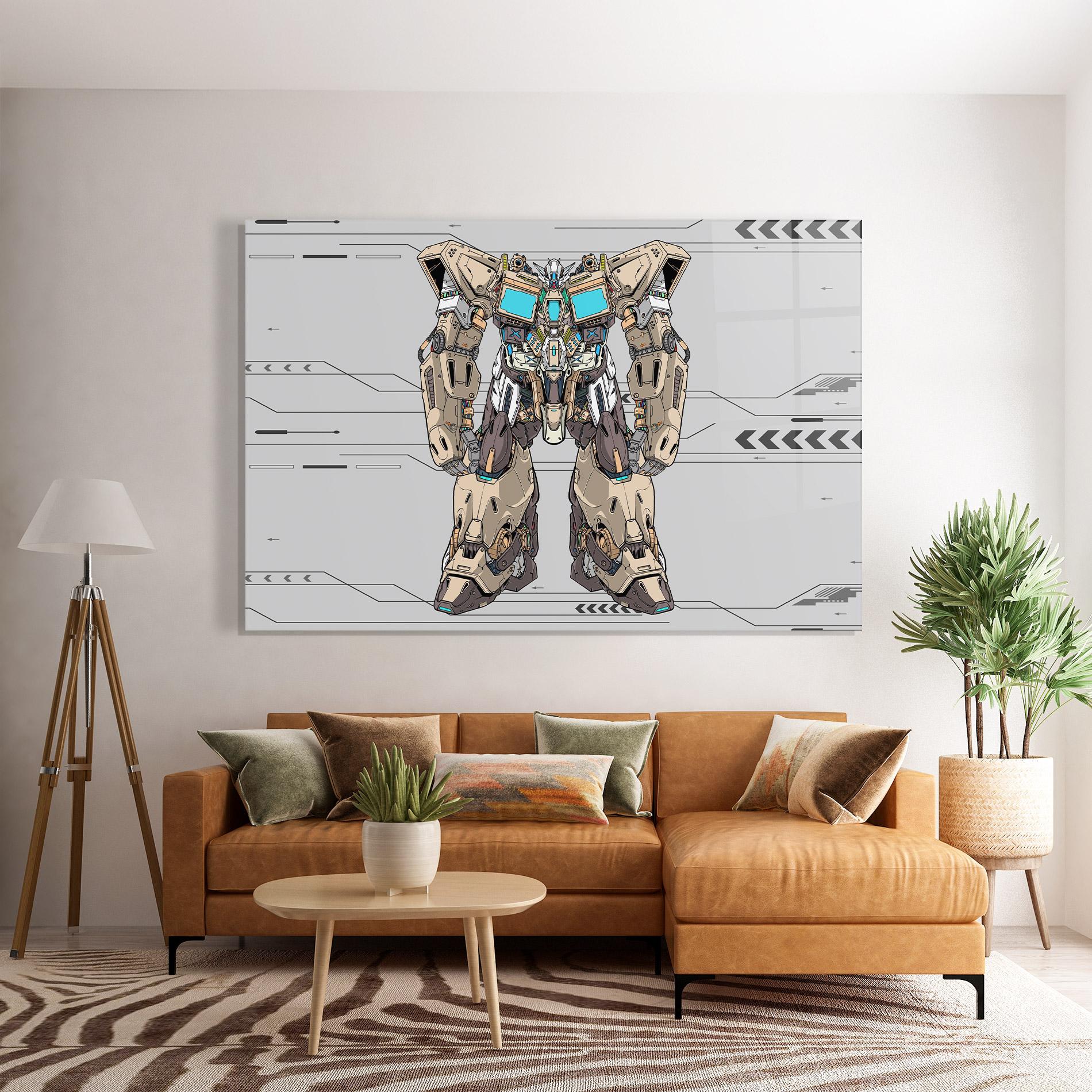 Стъклена картина Cream Blue Robot mockup 7