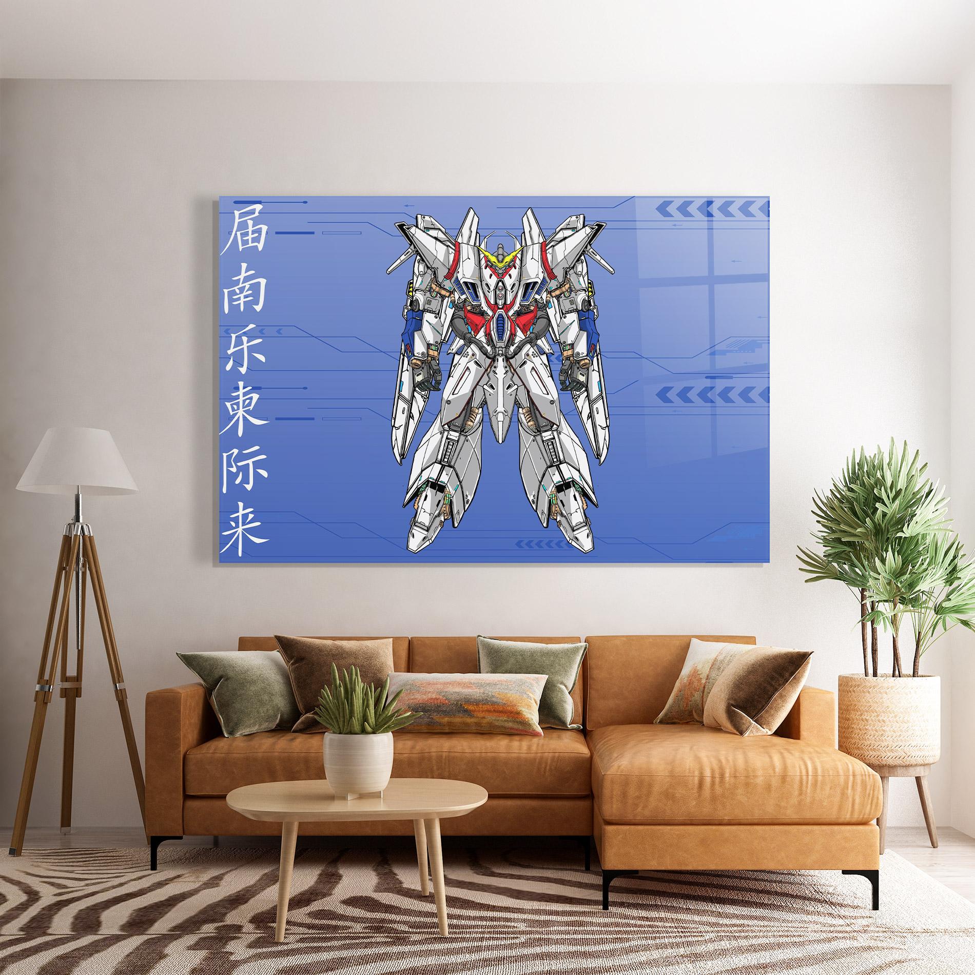 Стъклена картина White Red Robot mockup 7