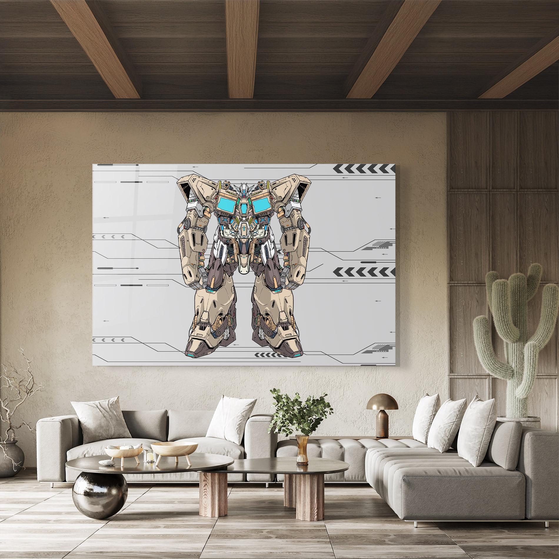 Стъклена картина Cream Blue Robot mockup 8