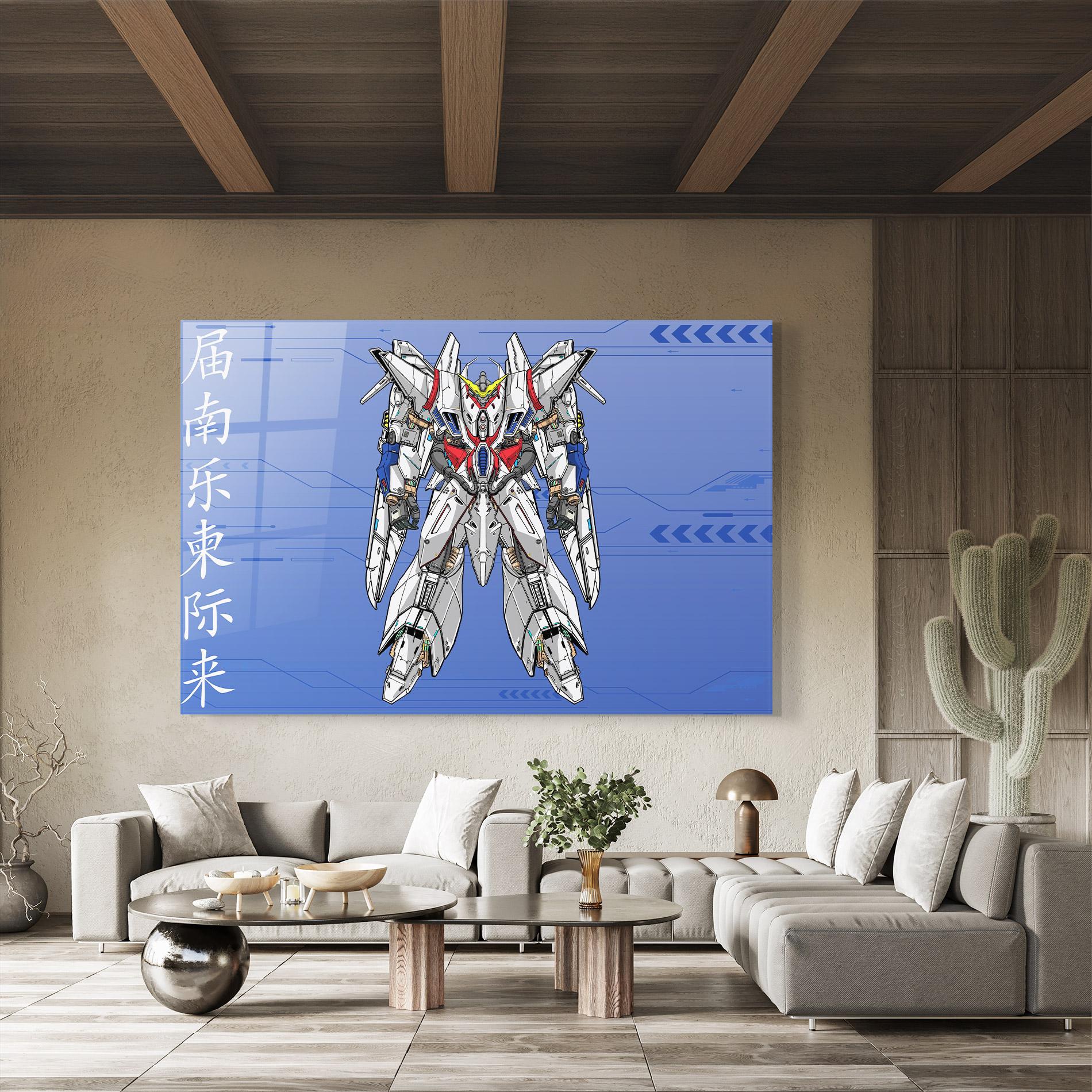 Стъклена картина White Red Robot mockup 8