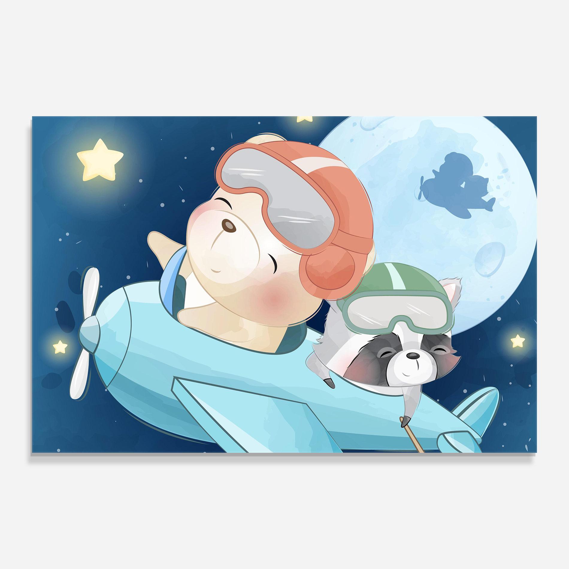 Стъклена картина Bear Flying Star mockup 0
