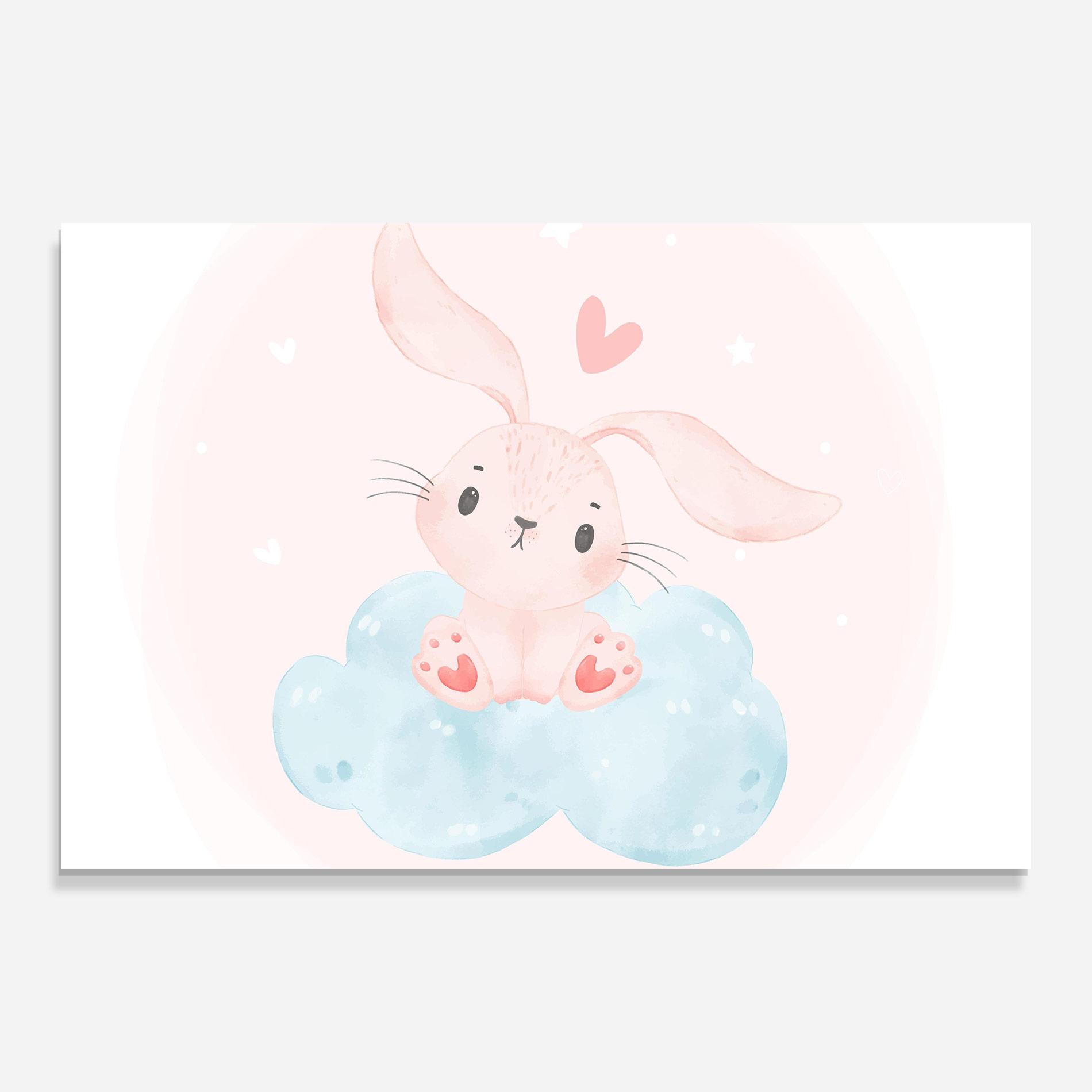 Стъклена картина Cloud Pink Bunny mockup 0