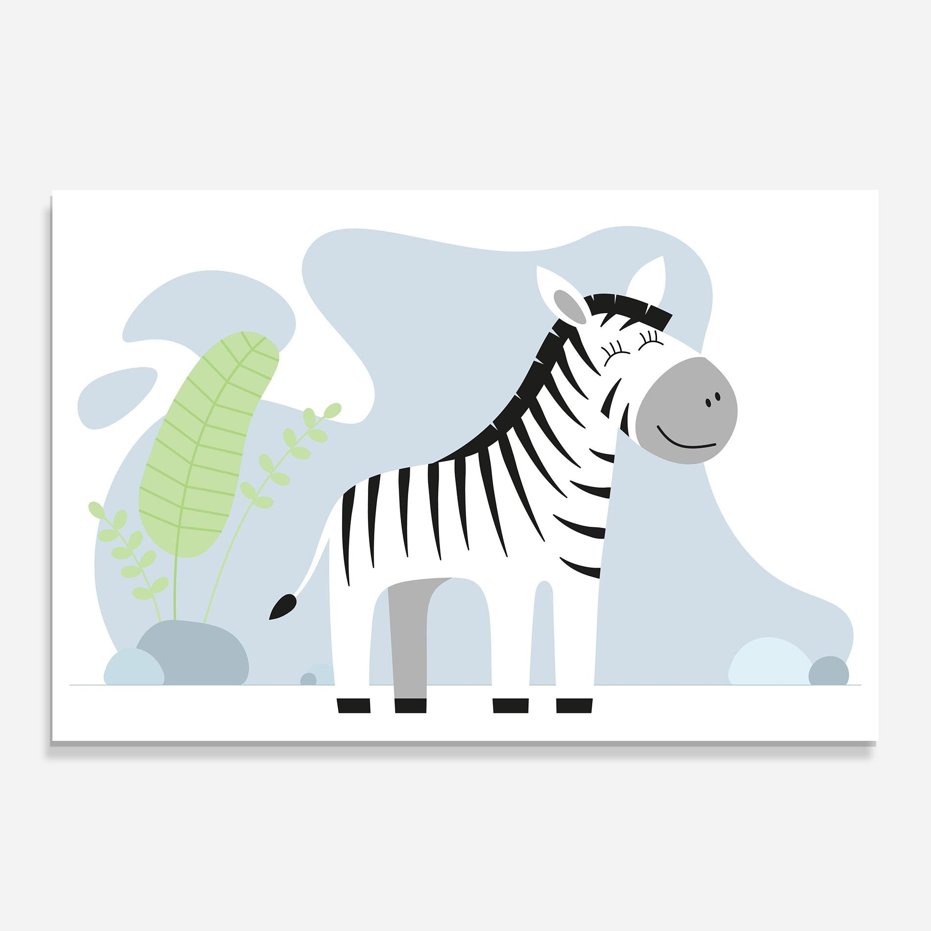 Стъклена картина Cute Zebra Leaf mockup 0