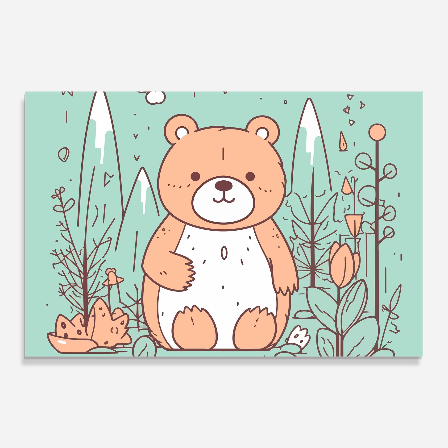 Стъклена картина Forest Cute Bear mockup 0