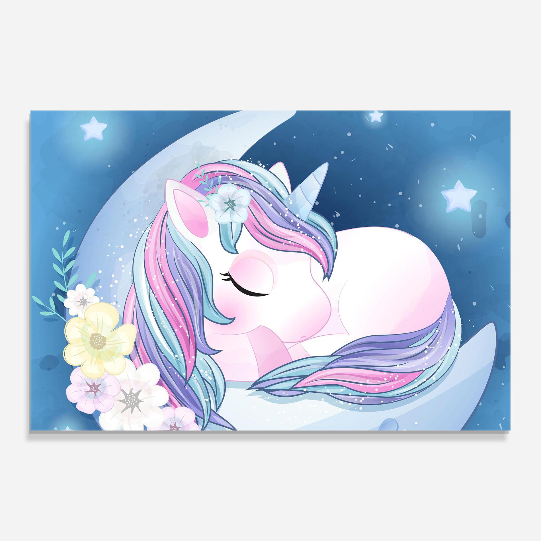 Стъклена картина Moon Unicorn mockup 0