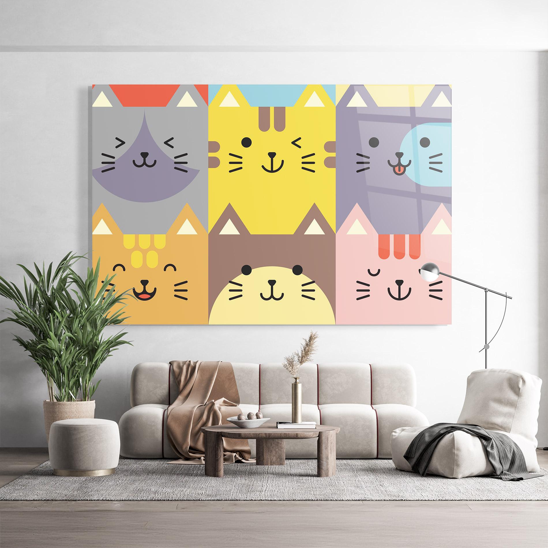 Стъклена картина Cat Colors mockup 9