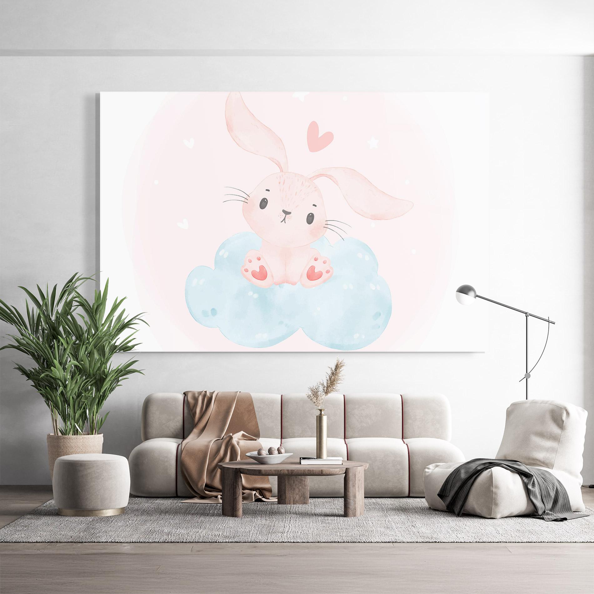 Стъклена картина Cloud Pink Bunny mockup 9
