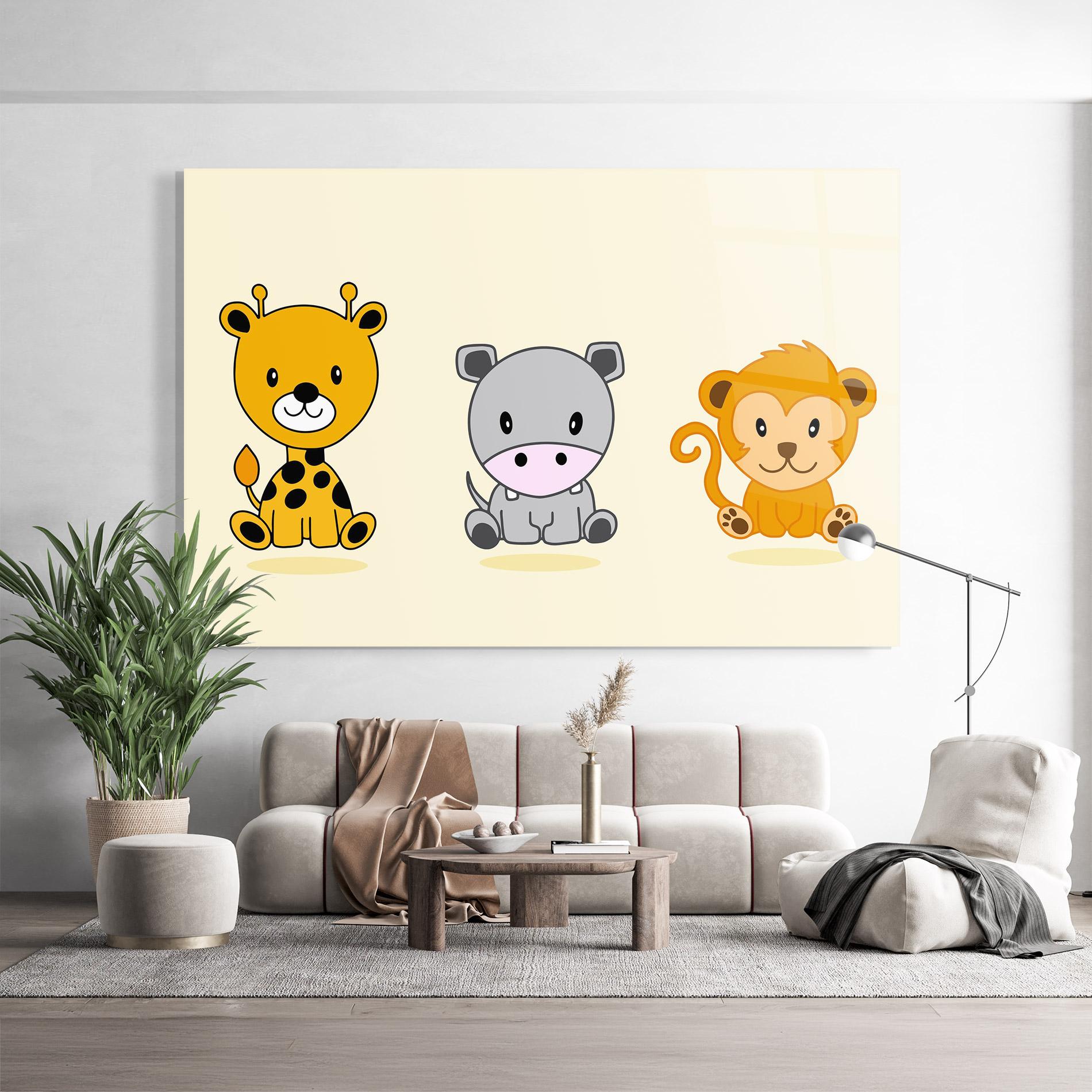 Стъклена картина Cream Animals mockup 9