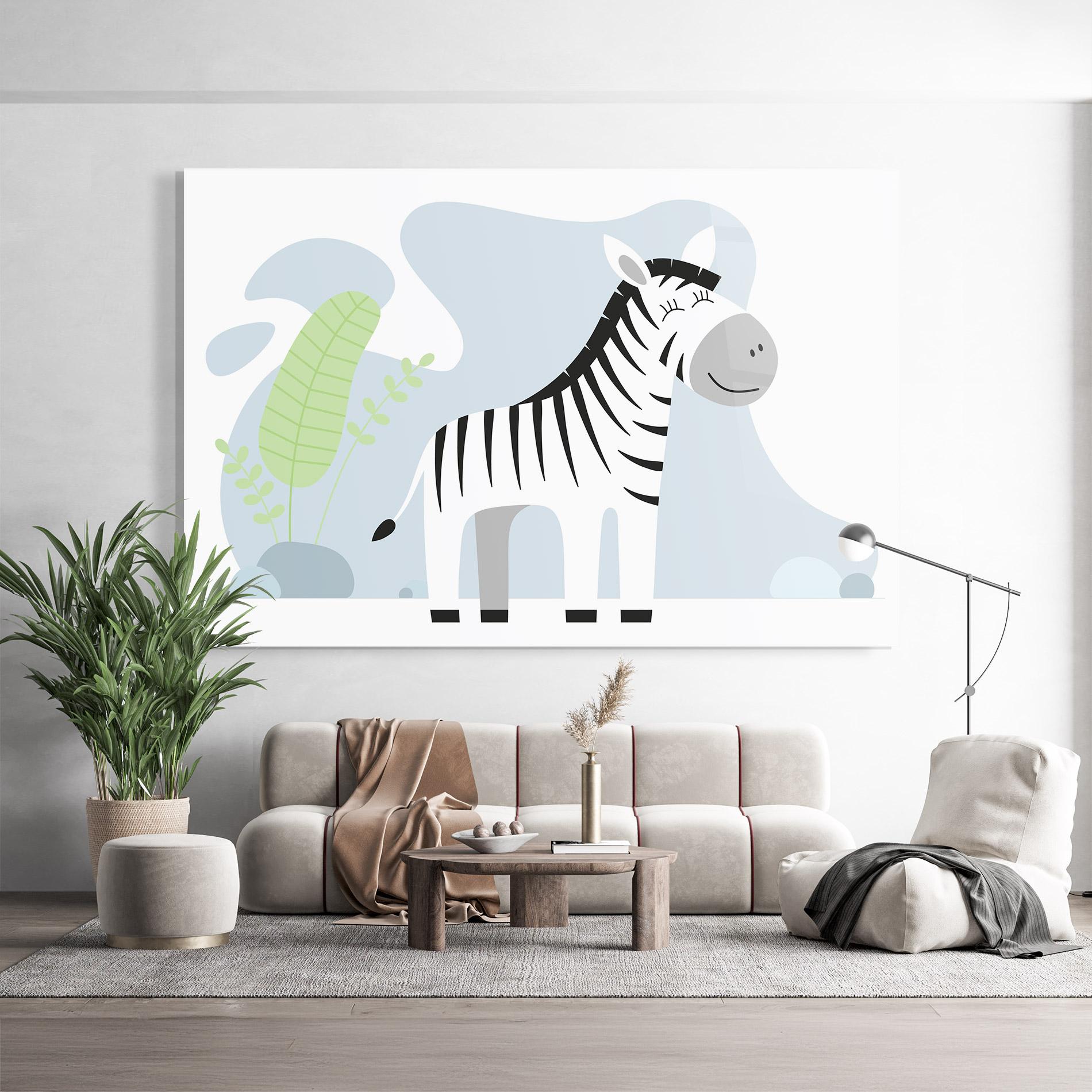 Стъклена картина Cute Zebra Leaf mockup 9