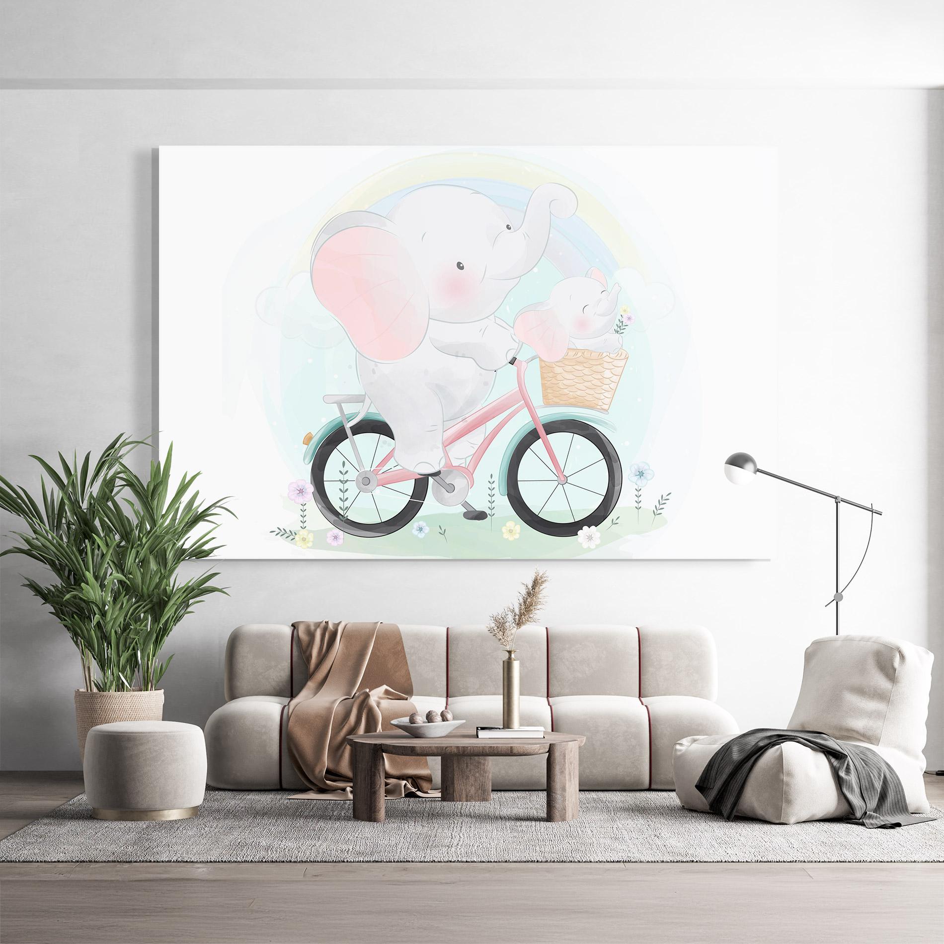 Стъклена картина Elephant Bike mockup 9