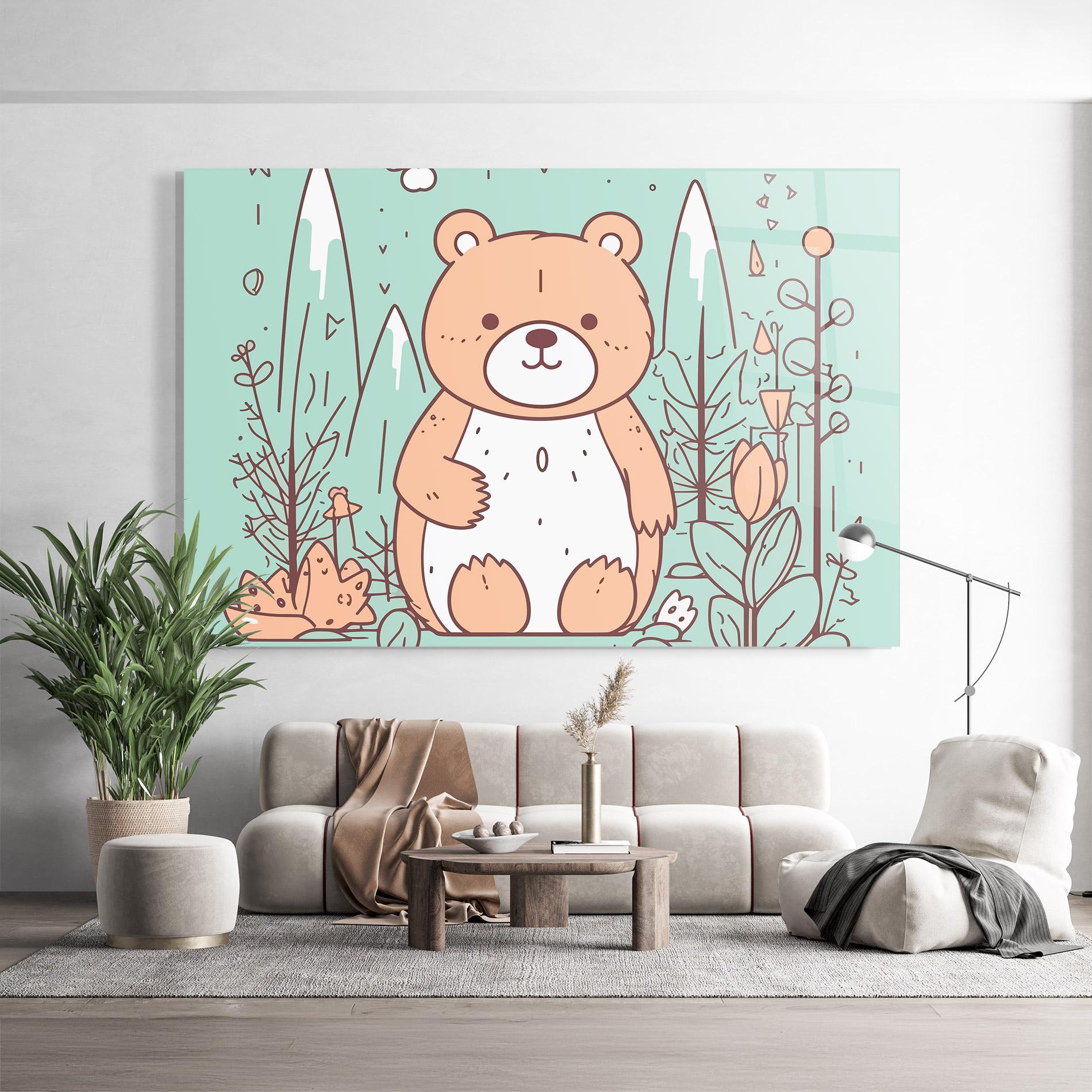 Стъклена картина Forest Cute Bear mockup 9