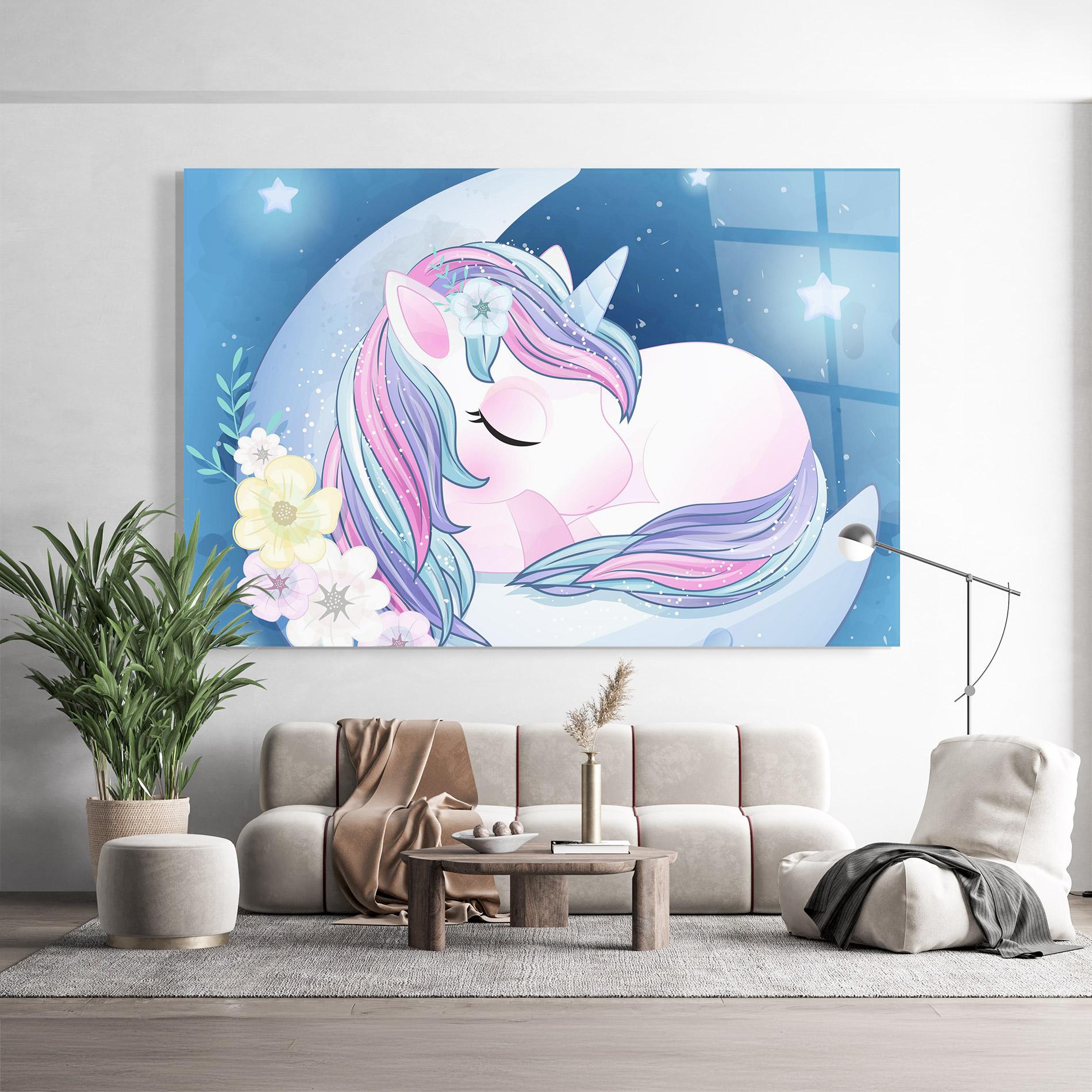 Стъклена картина Moon Unicorn mockup 9