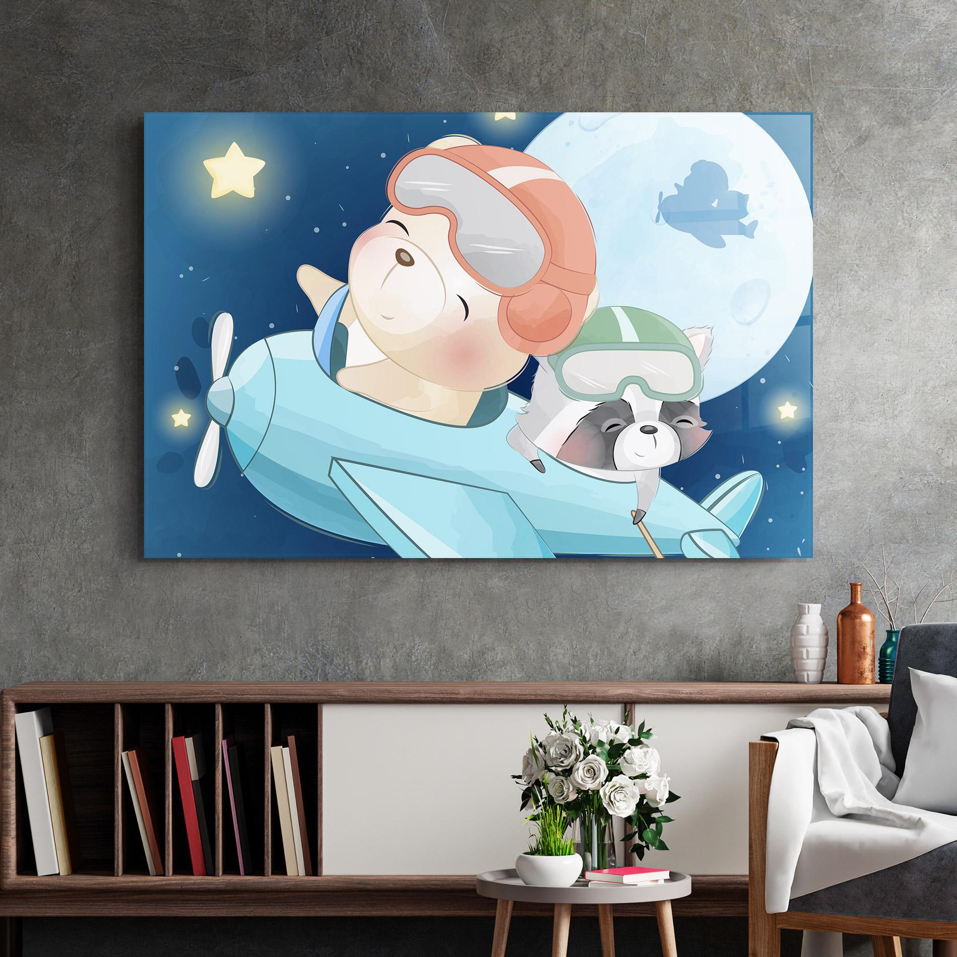 Стъклена картина Bear Flying Star mockup 2