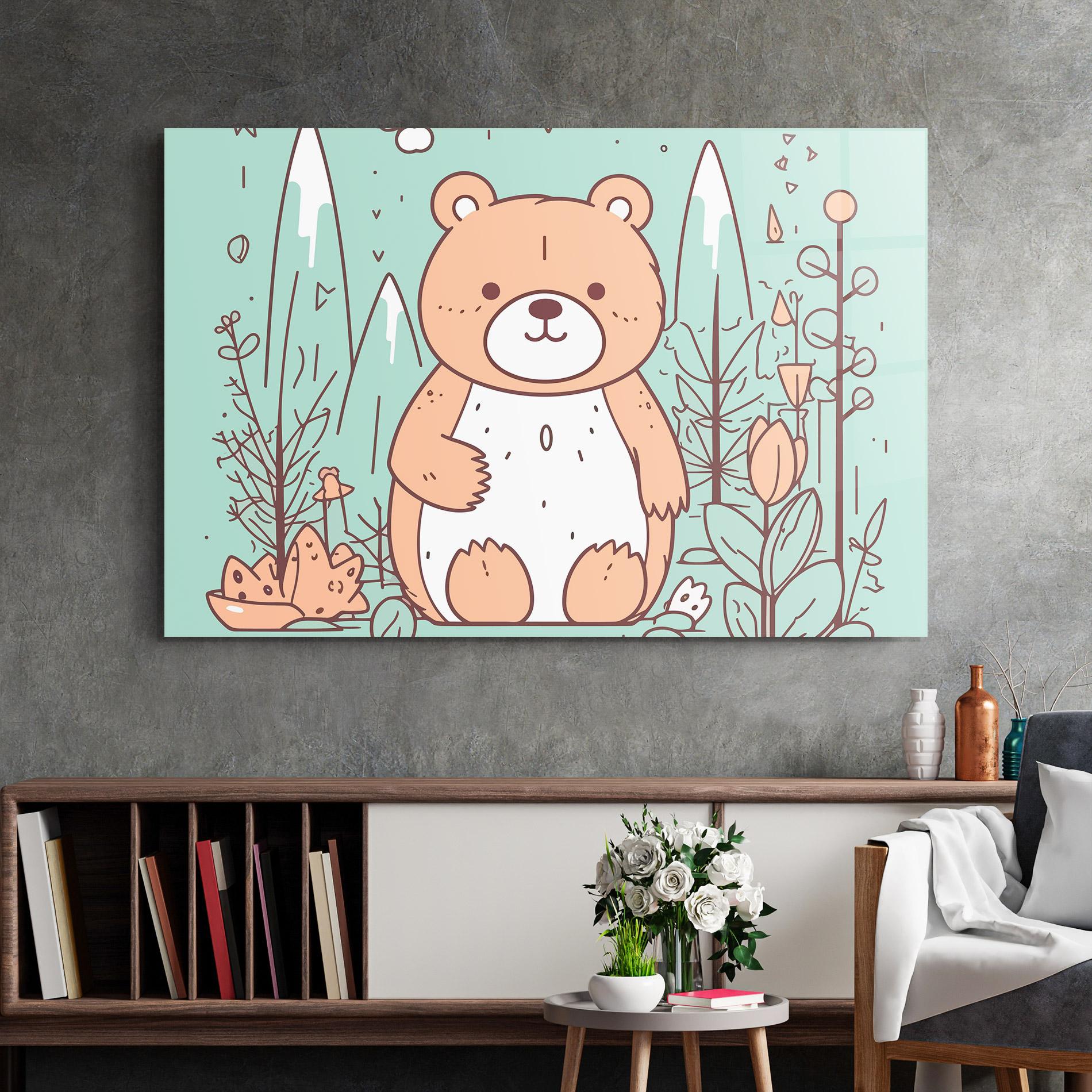 Стъклена картина Forest Cute Bear mockup 2
