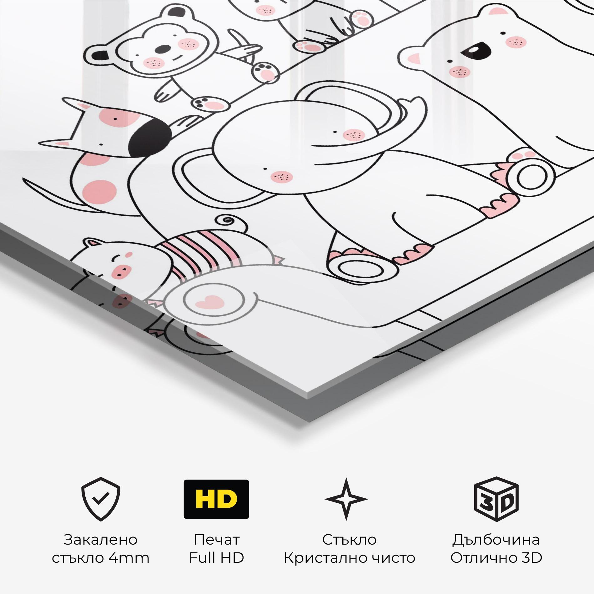Стъклена картина Be Happy Animals mockup 3