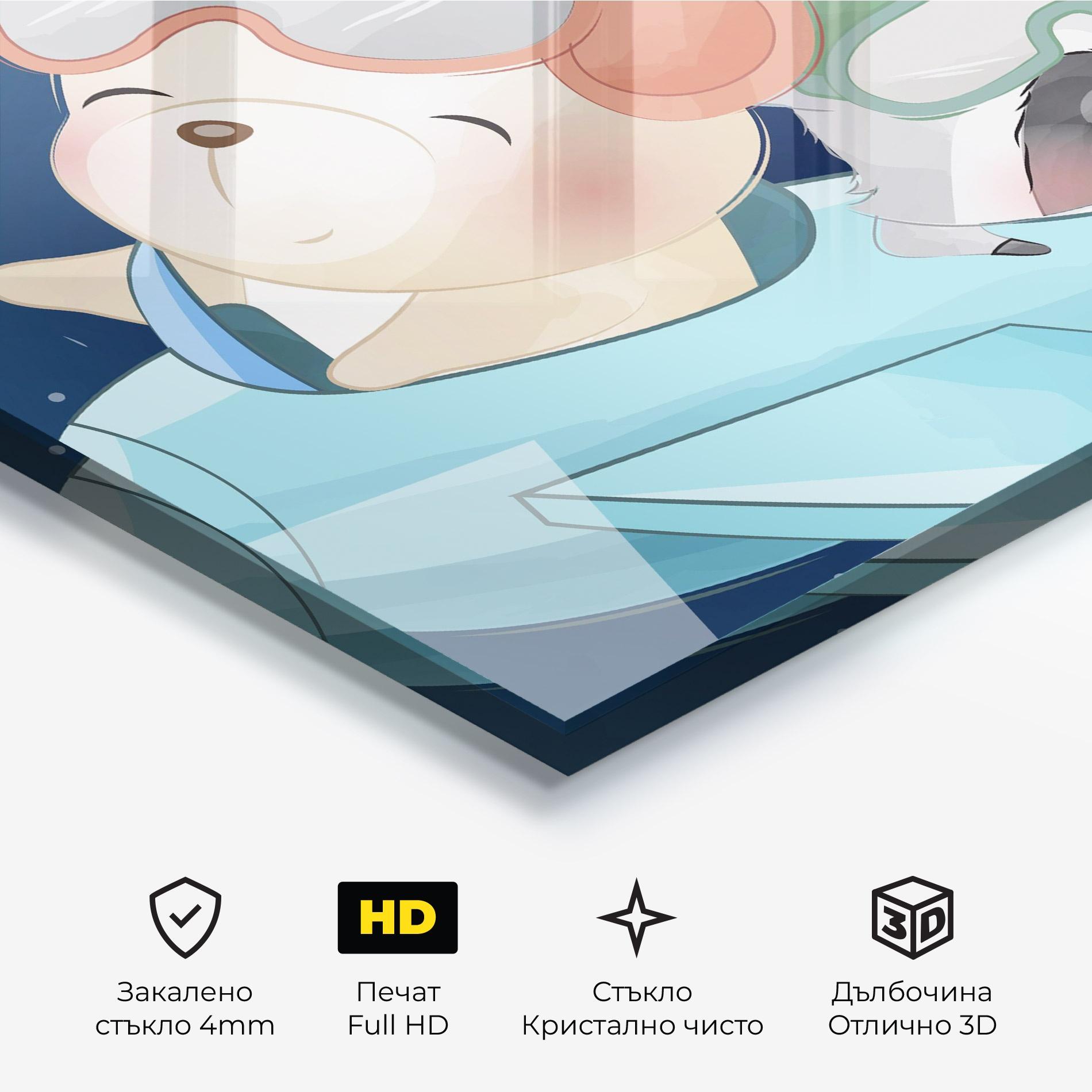 Стъклена картина Bear Flying Star mockup 3