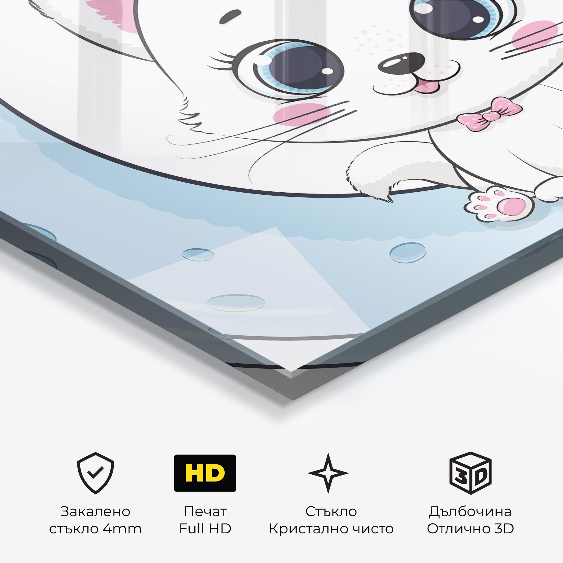 Стъклена картина Blue Moon Cat mockup 3