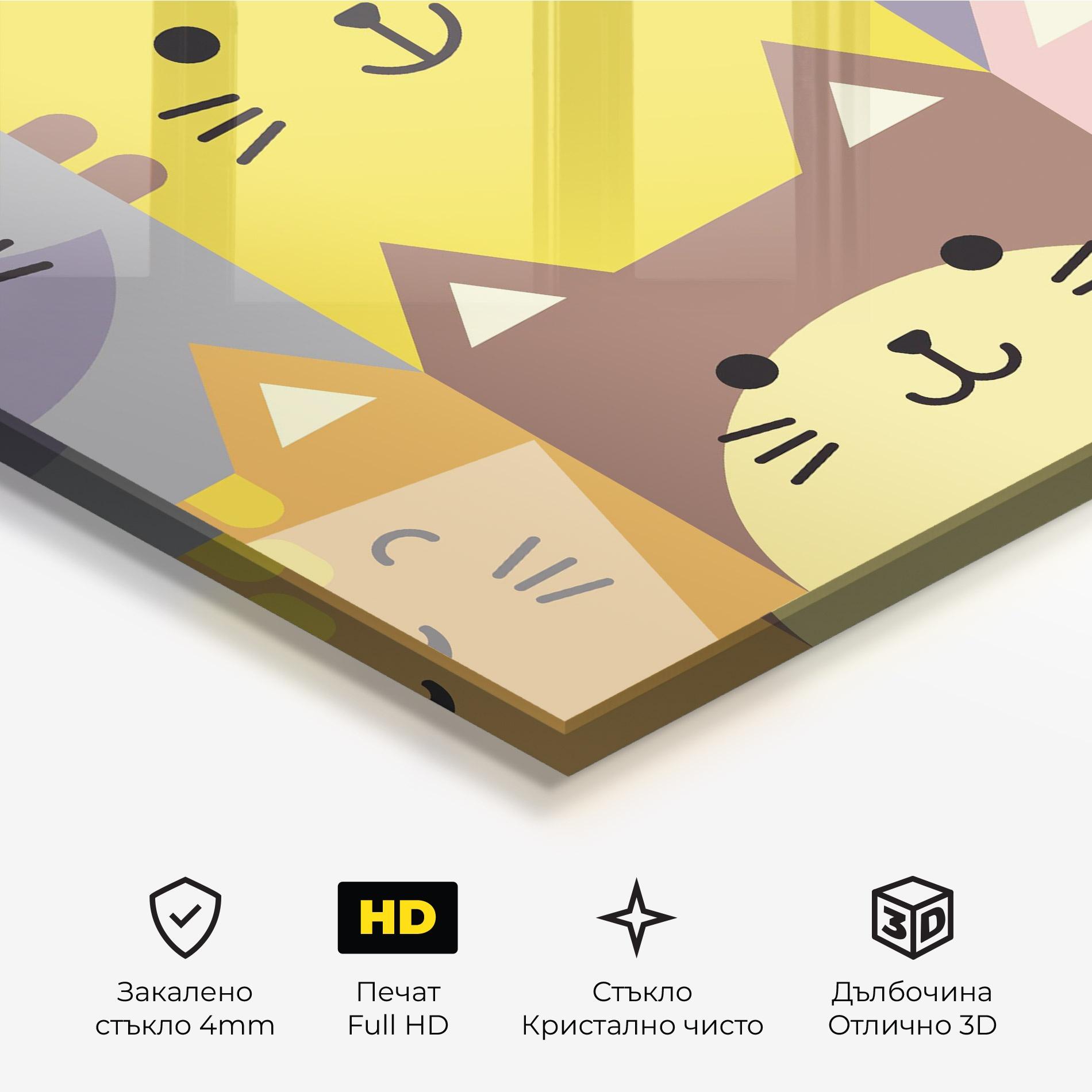 Стъклена картина Cat Colors mockup 3