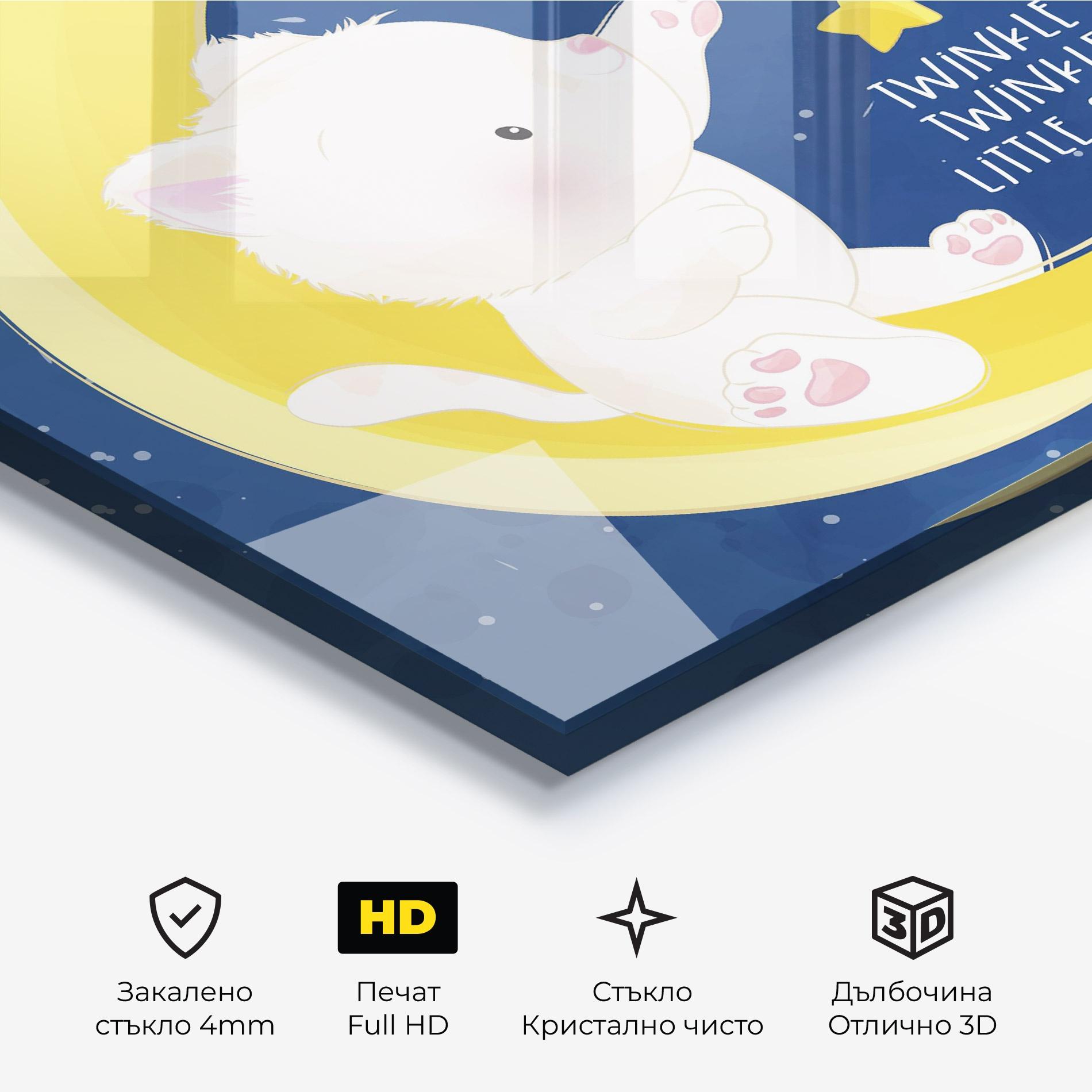 Стъклена картина Cat Moon Star mockup 3