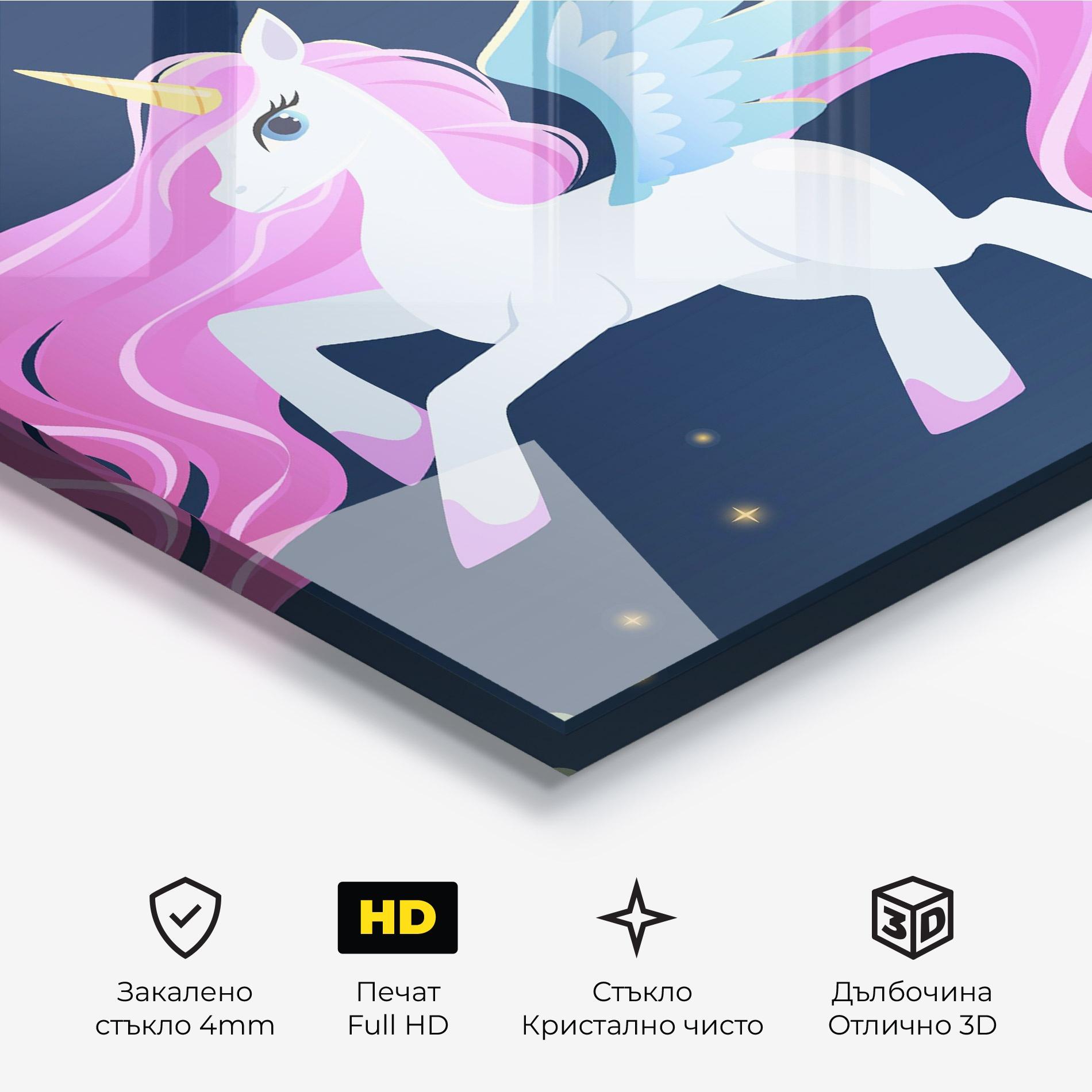 Стъклена картина White Sky Pony mockup 3