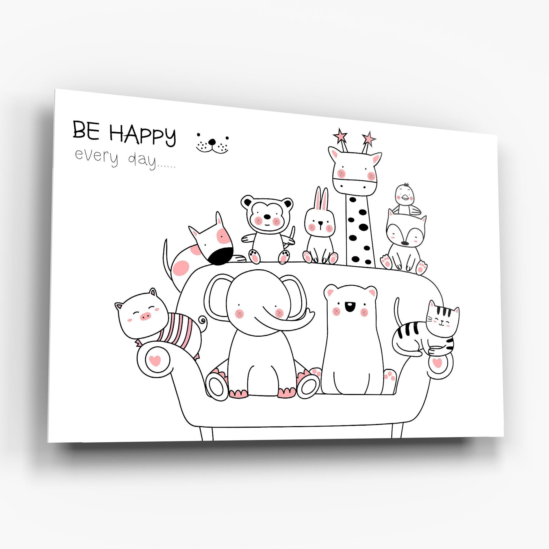 Стъклена картина Be Happy Animals mockup 6