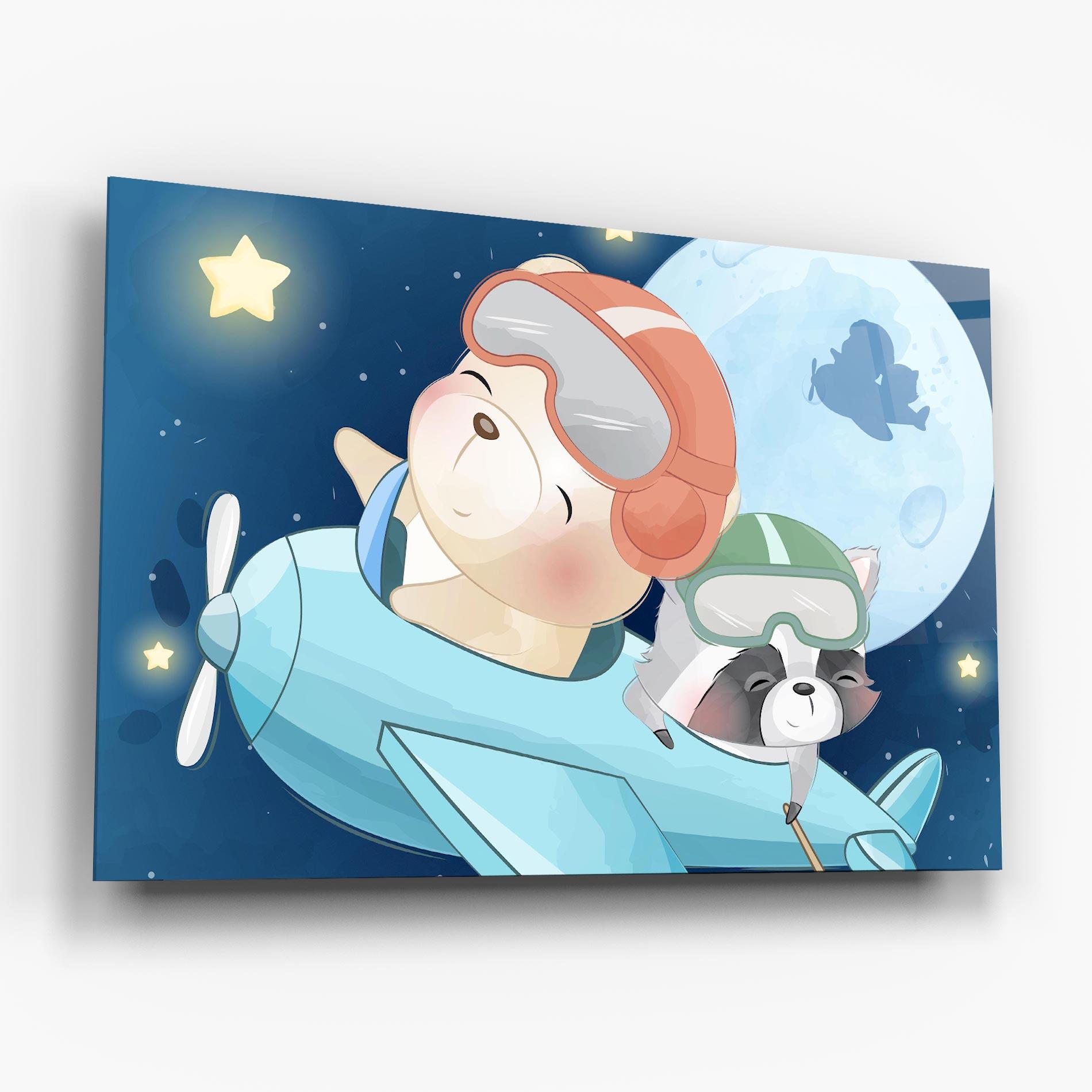 Стъклена картина Bear Flying Star mockup 6