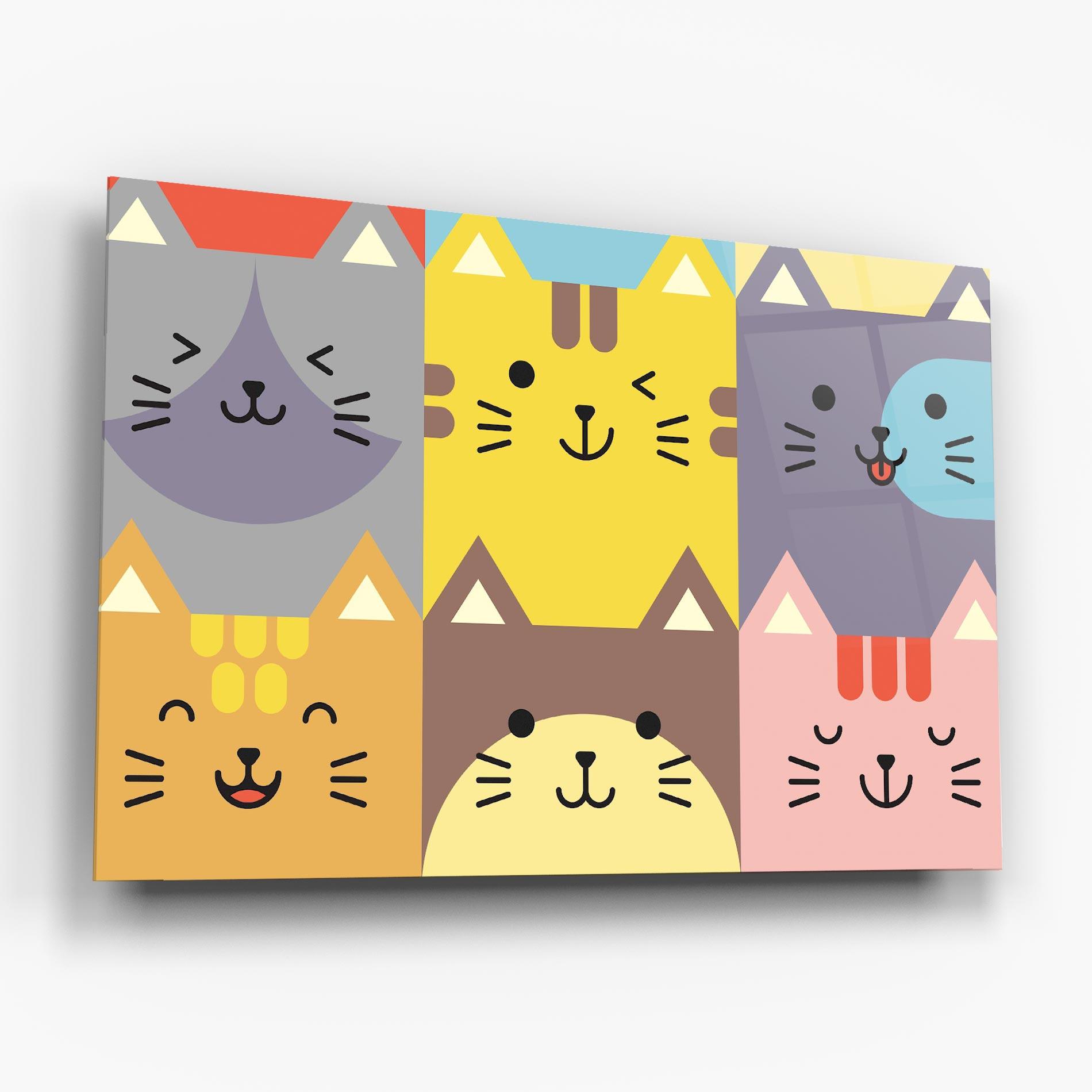 Стъклена картина Cat Colors mockup 6
