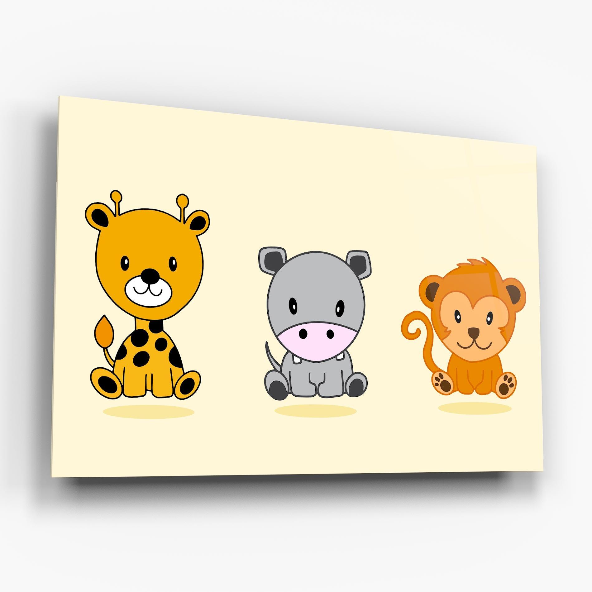 Стъклена картина Cream Animals mockup 6