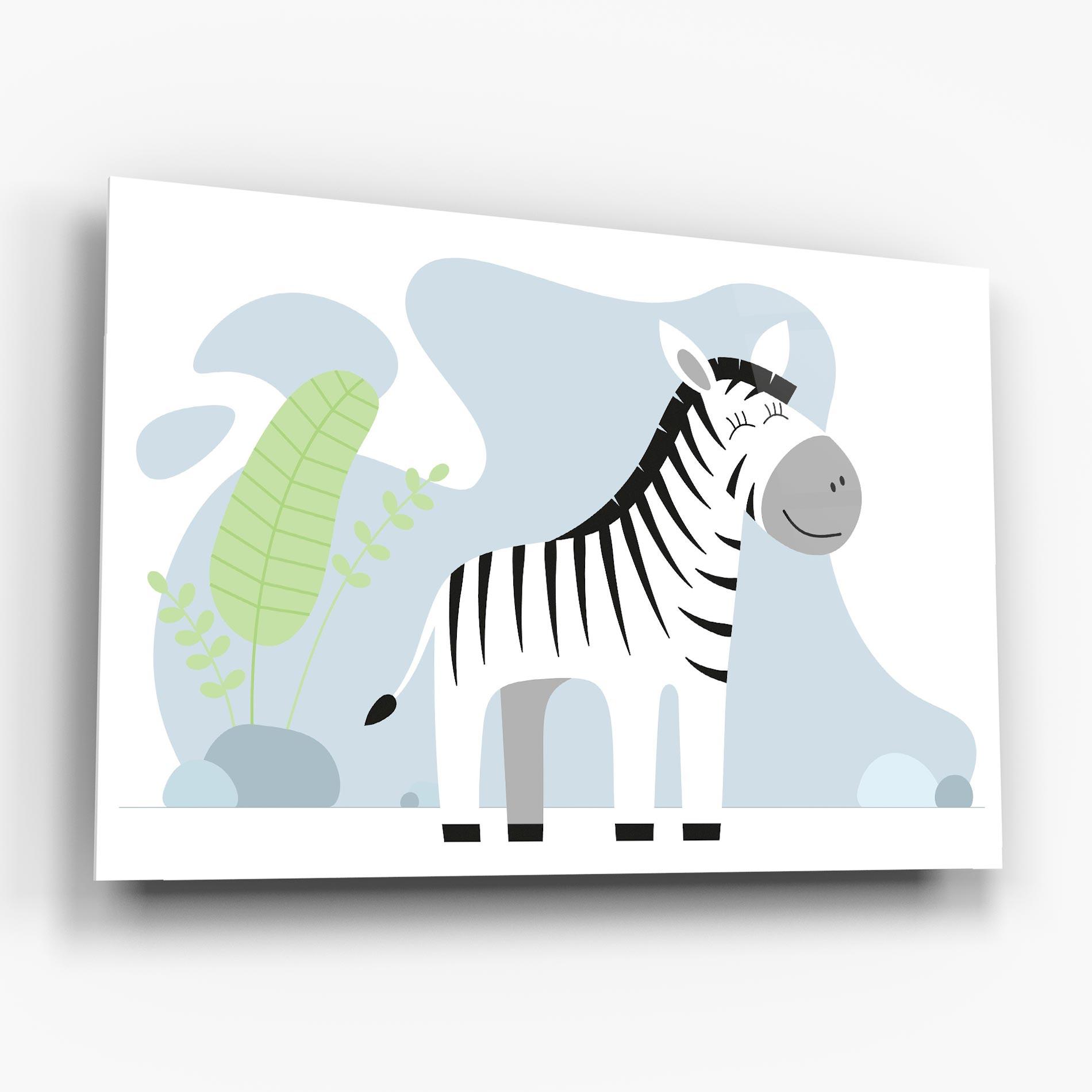 Стъклена картина Cute Zebra Leaf mockup 6